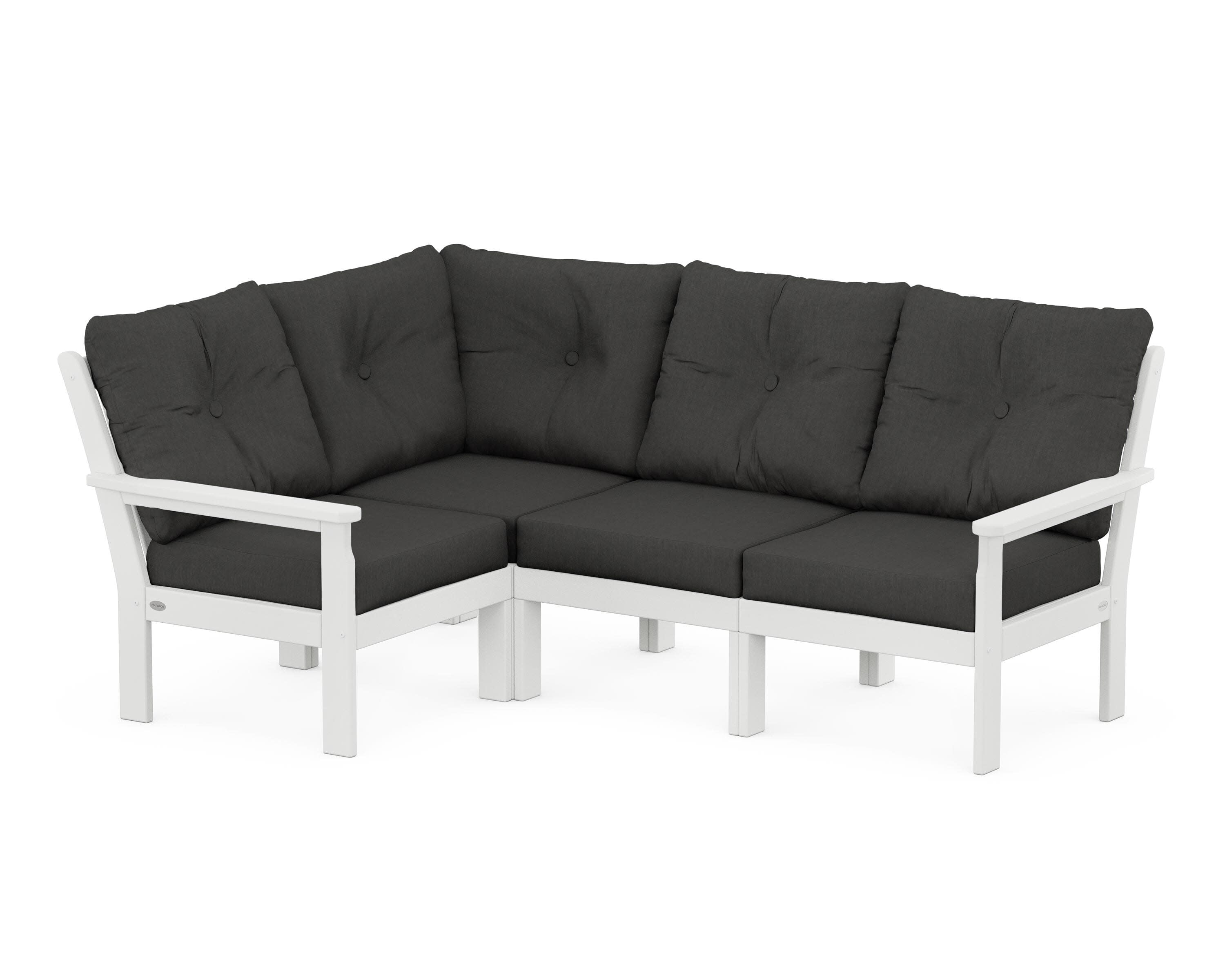 Vineyard 4-Piece Sectional in White / Spectrum Carbon
