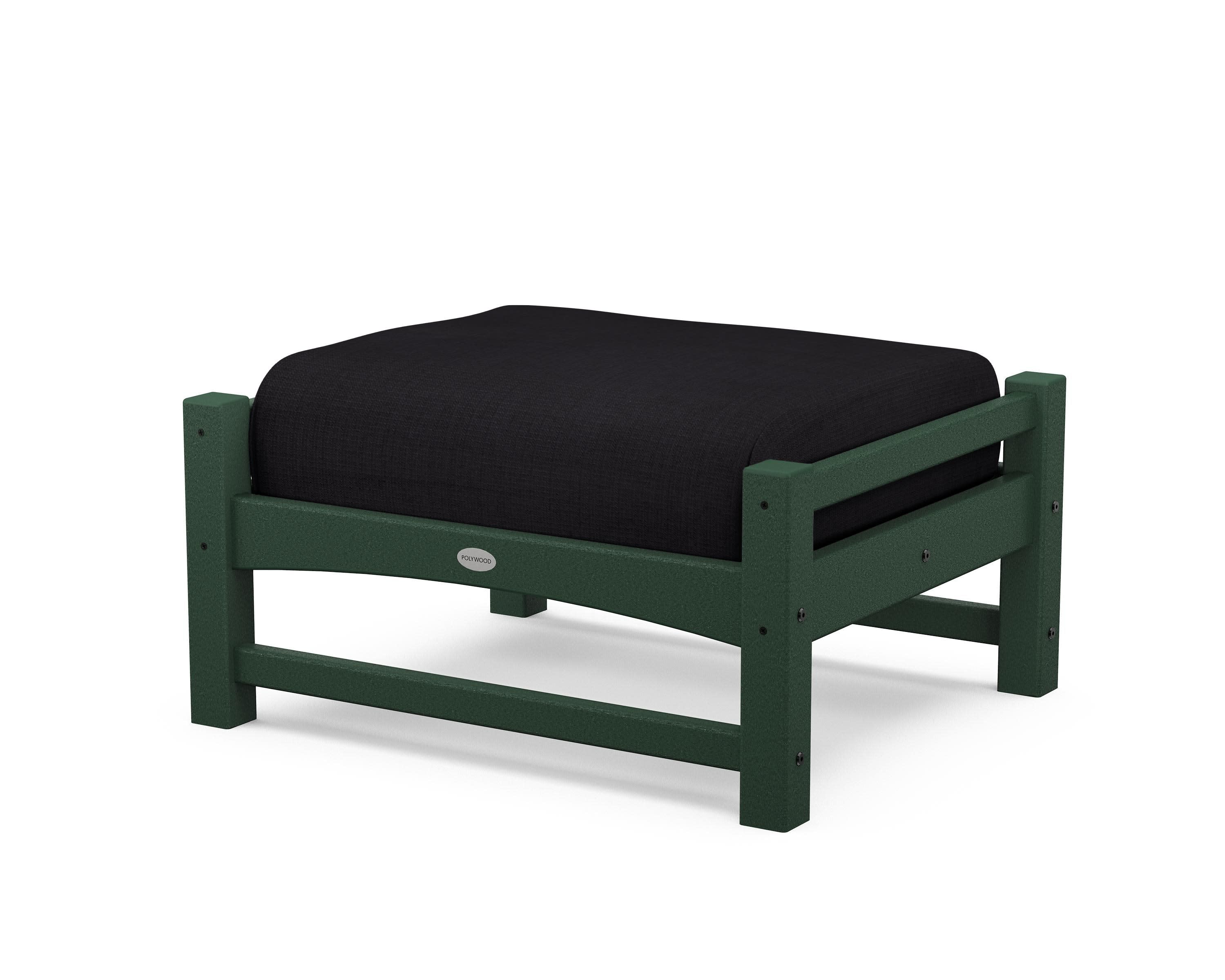 Club Ottoman in Green / Midnight Linen