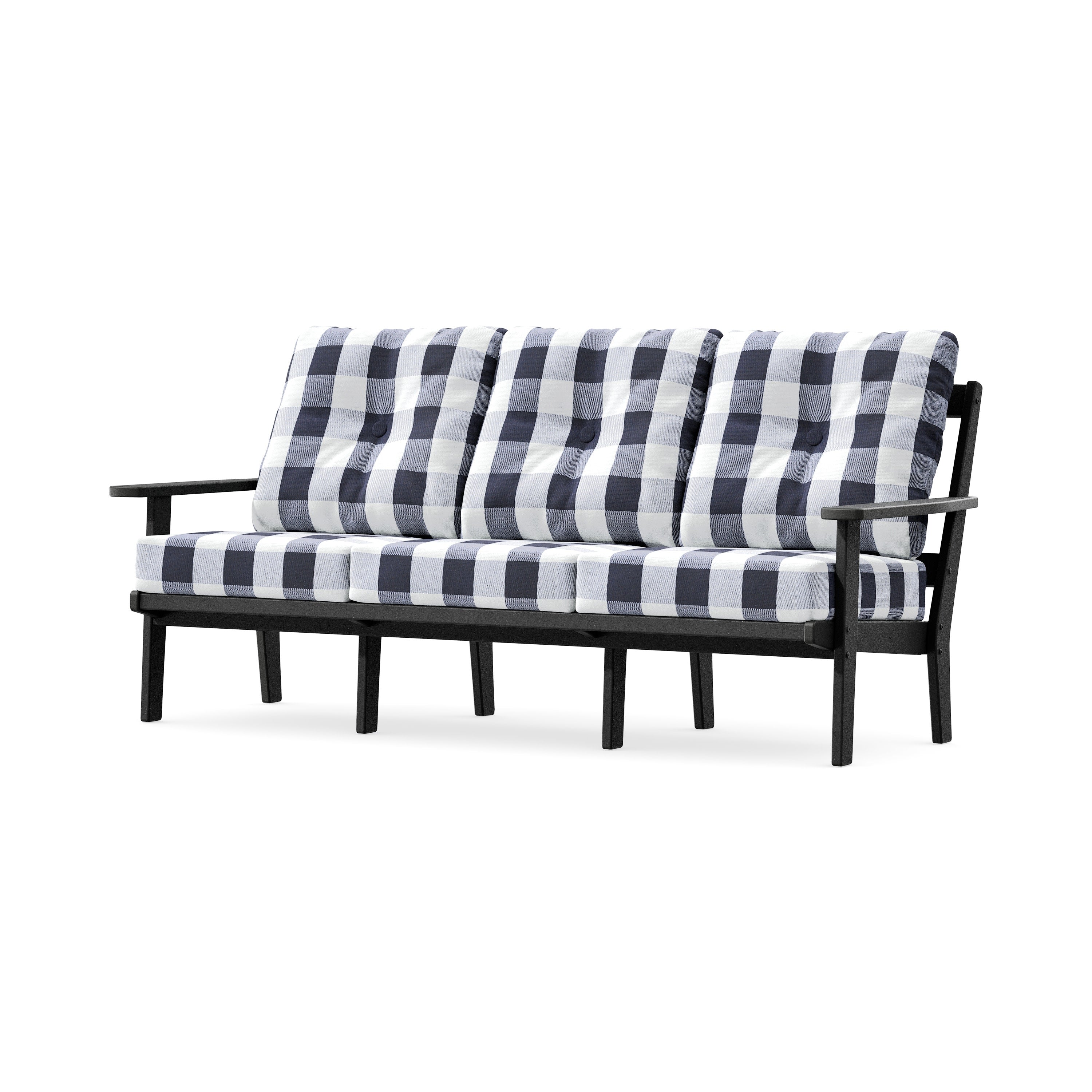 Oxford Deep Seating Sofa in Black / Buffalo Plaid Navy