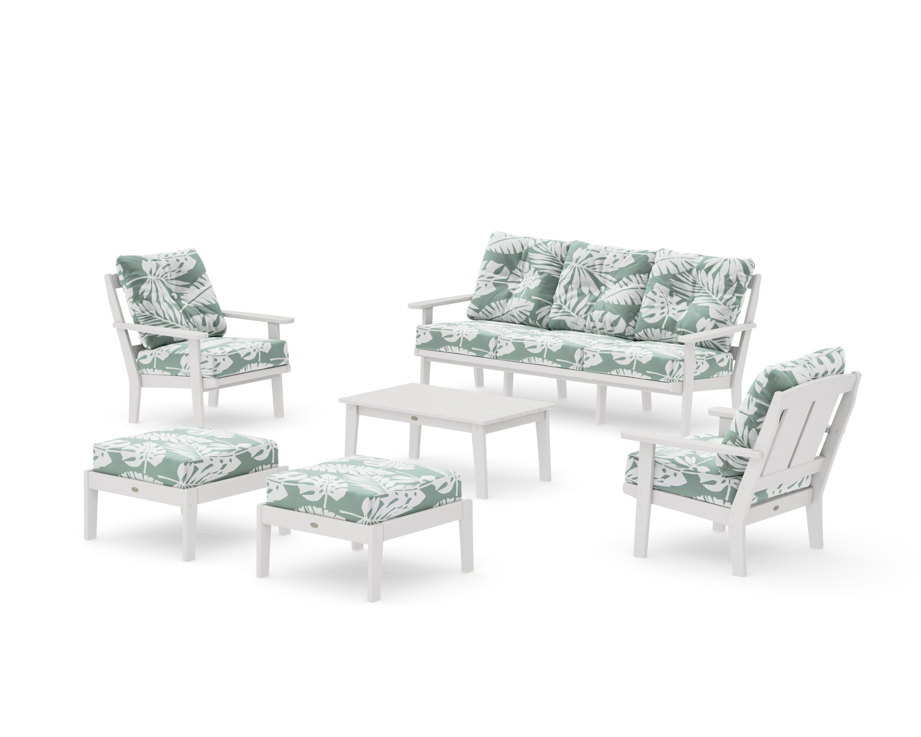 Mission 6-Piece Lounge Sofa Set in Vintage White / Leaf Glacier Spa
