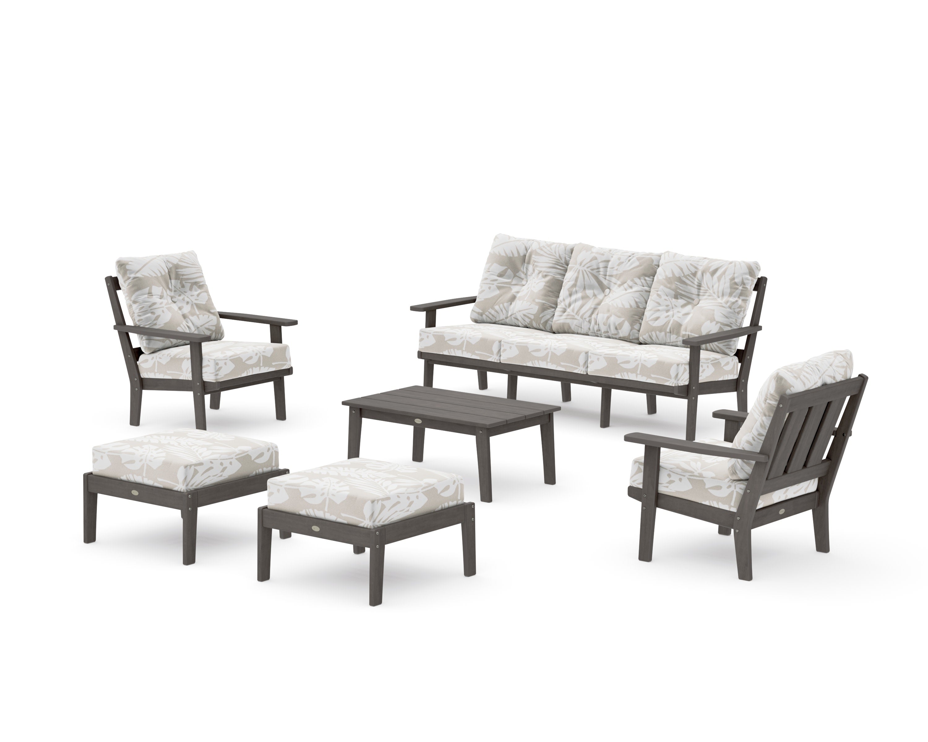 Oxford 6-Piece Lounge Sofa Set in Driftwood / Leaf Dune Burlap