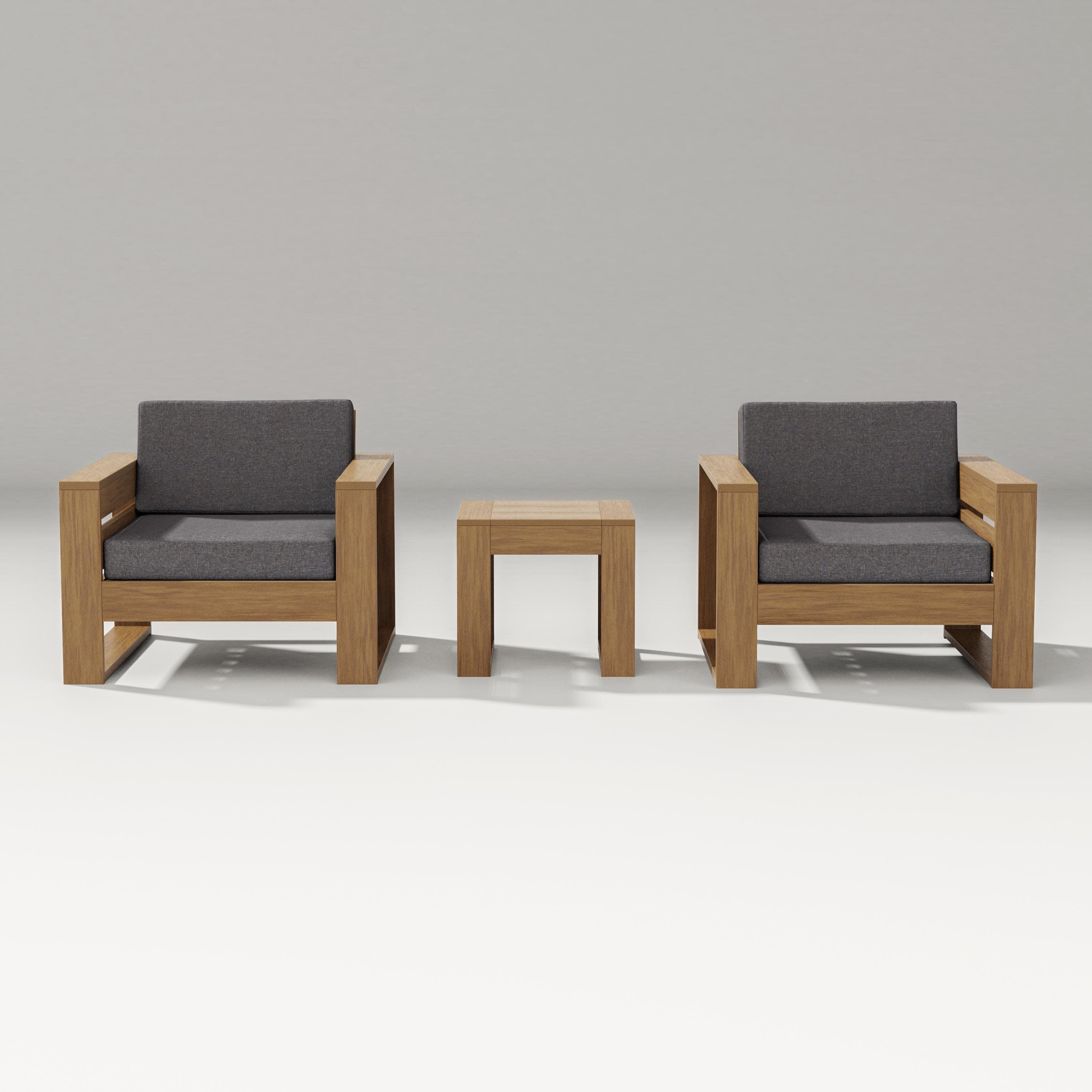 Latitude 3-Piece Lounge Chair Set in Natural / Ash Charcoal