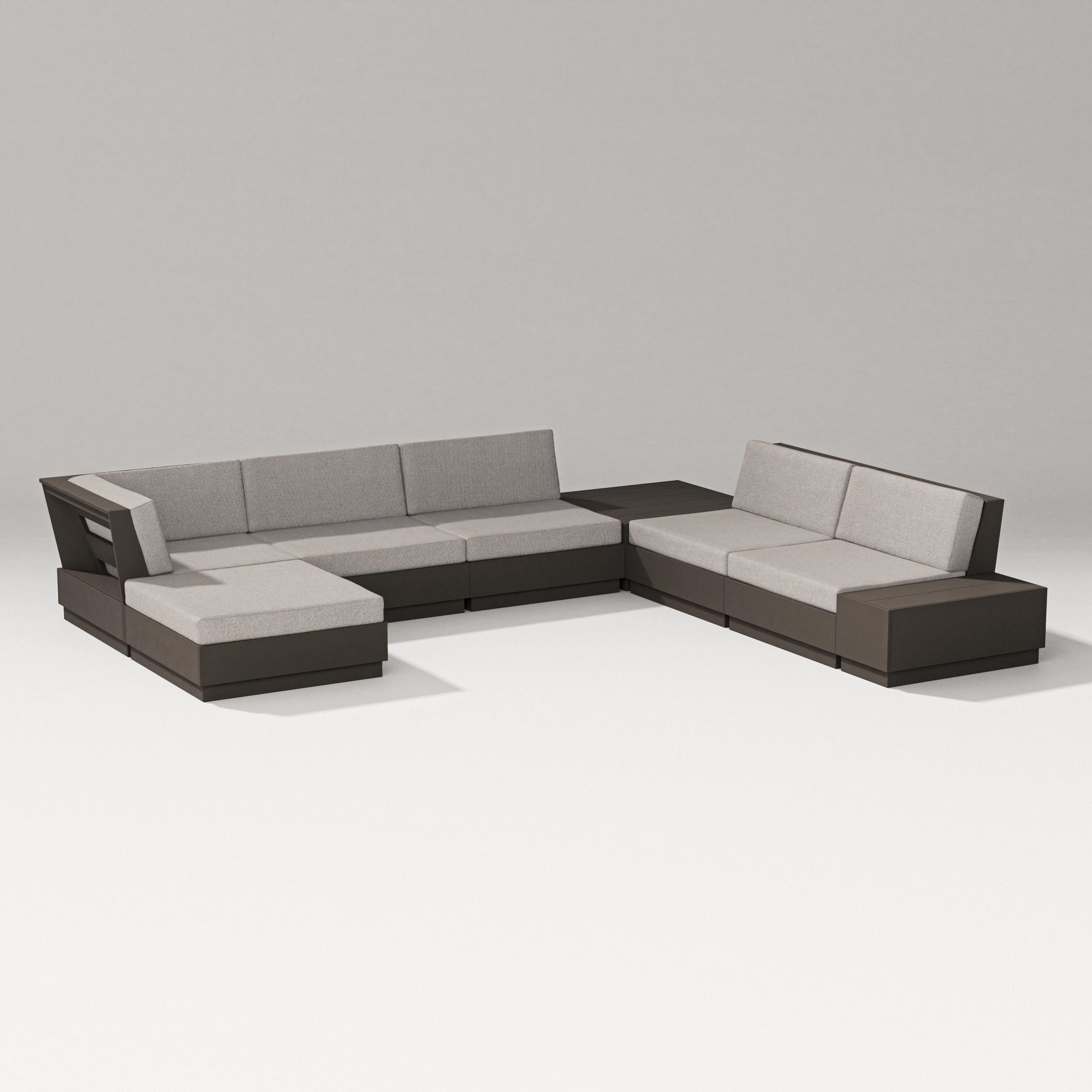 Elevate 8-Piece Corner Sectional in Vintage Coffee / Weathered Tweed