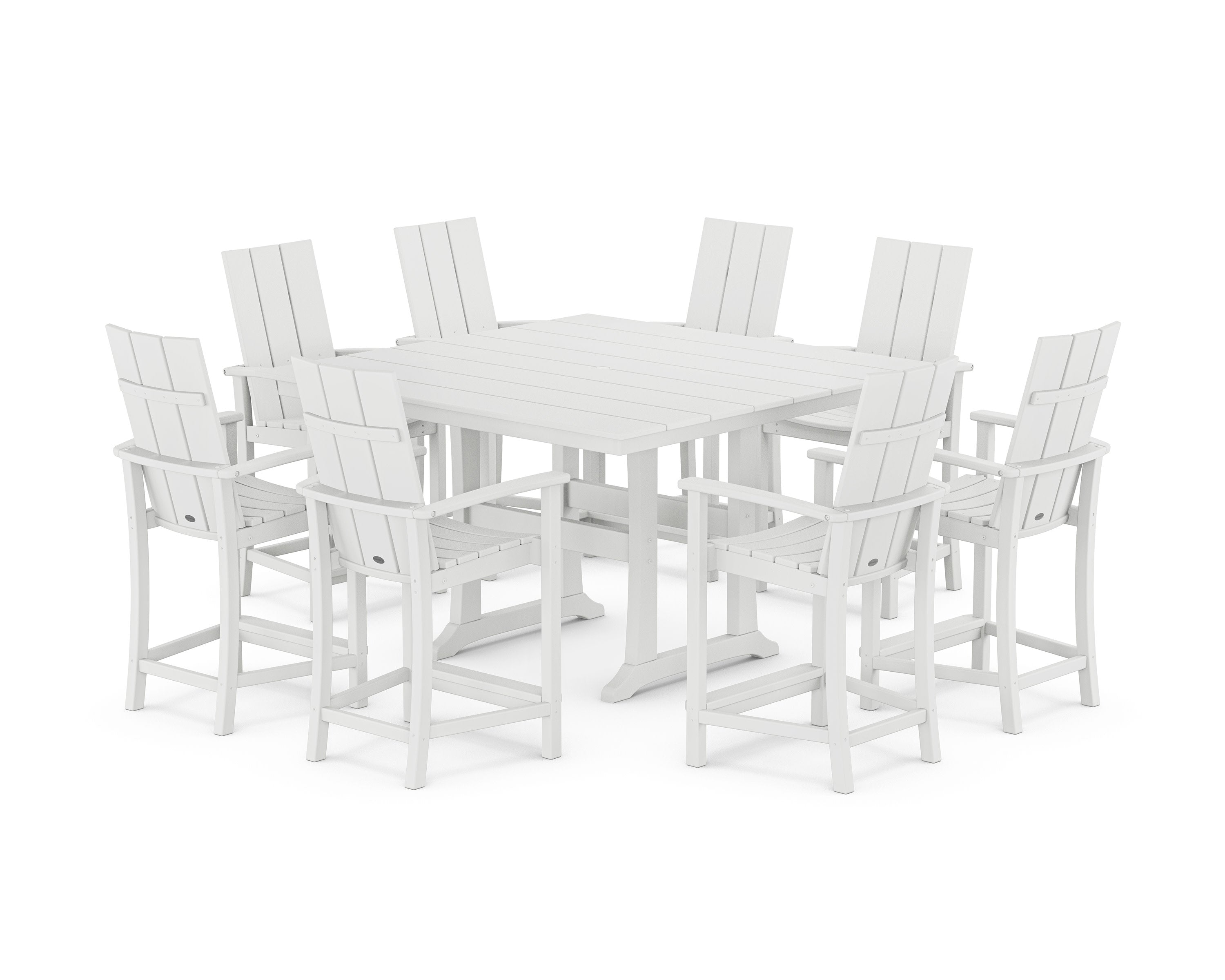 Modern Adirondack 9-Piece Farmhouse Trestle Counter Set in White