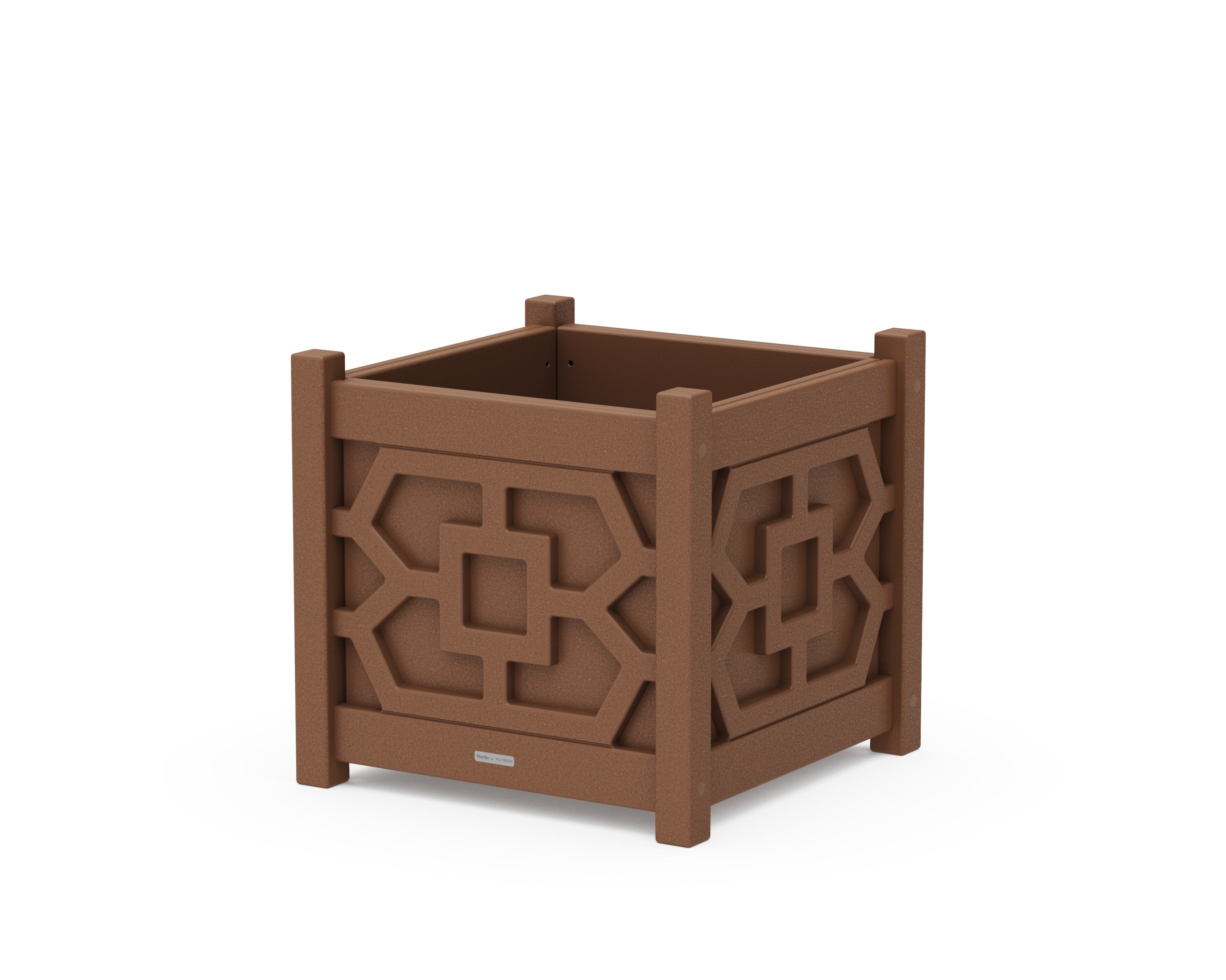 Chinoiserie Large Square Planter Box in Teak