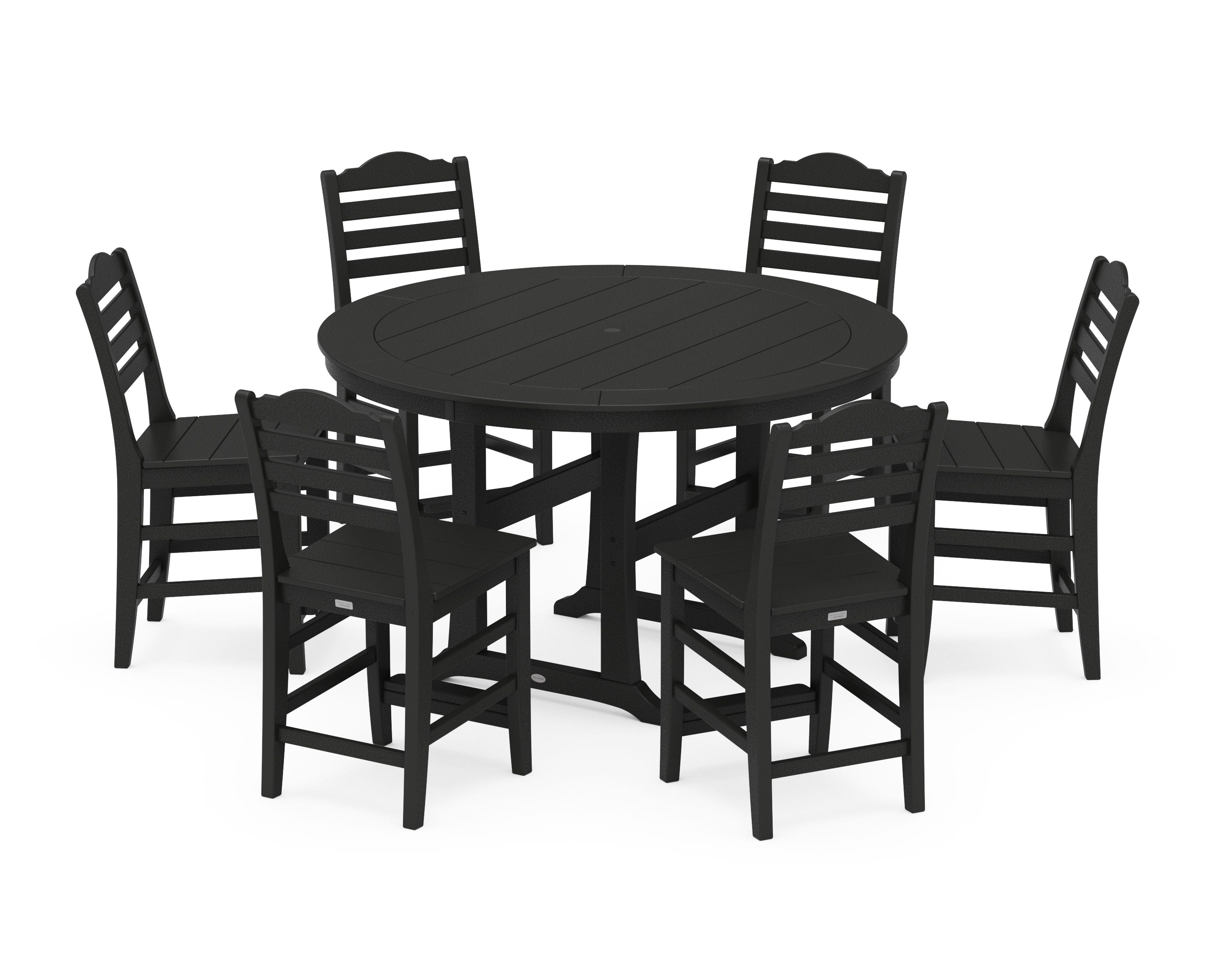 Savannah 7-Piece Side Chair Round Counter Set in Black