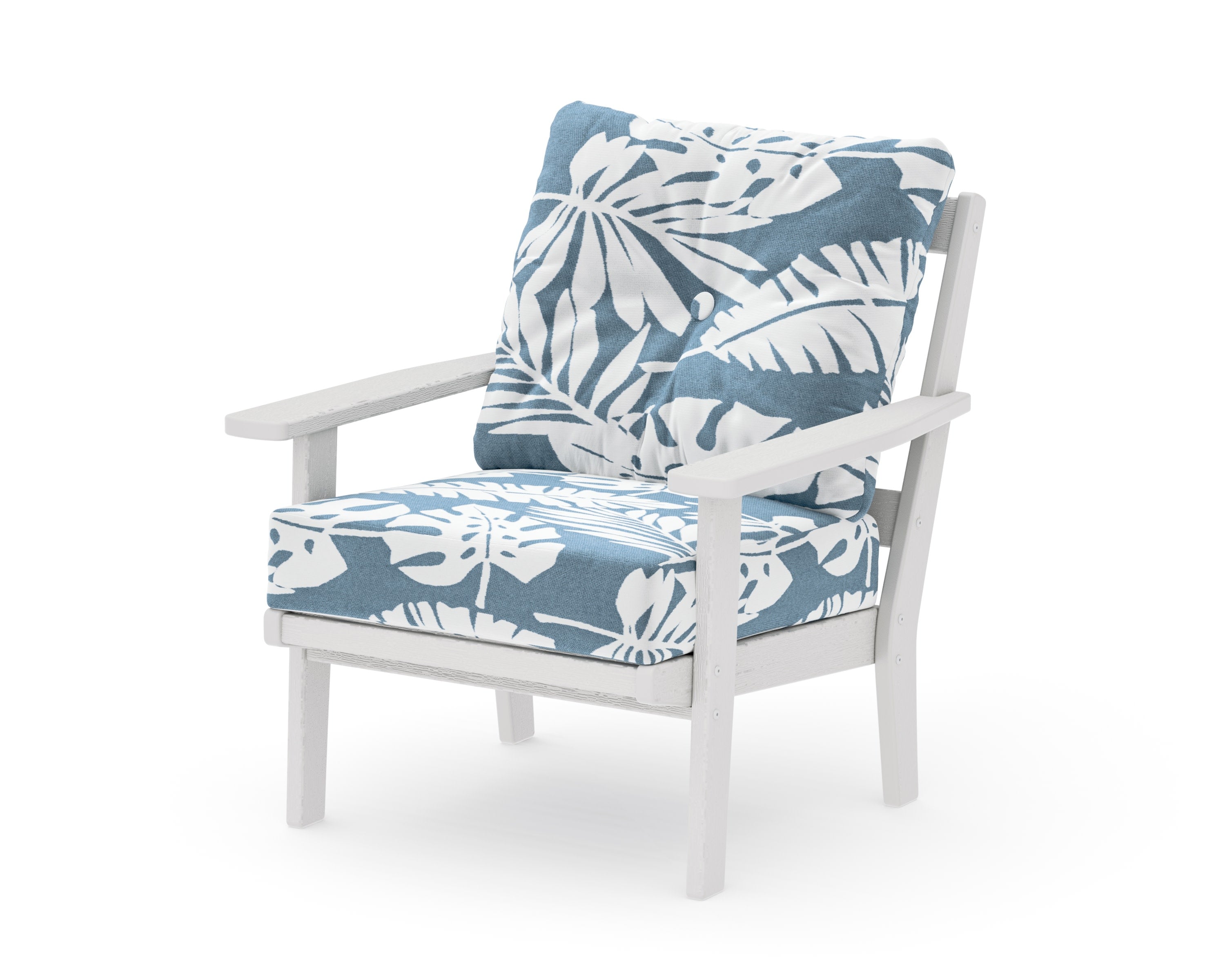 Prairie Deep Seating Chair in Vintage White / Leaf Sky Blue