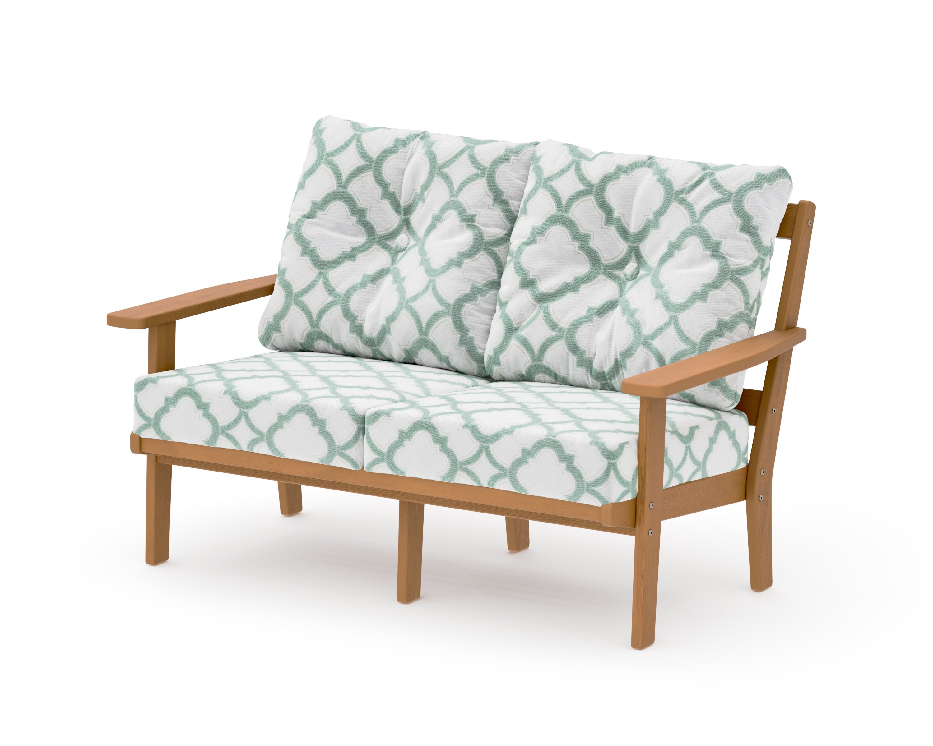 Oxford Deep SeatingLoveseat in Natural / Trellis Glacier Spa