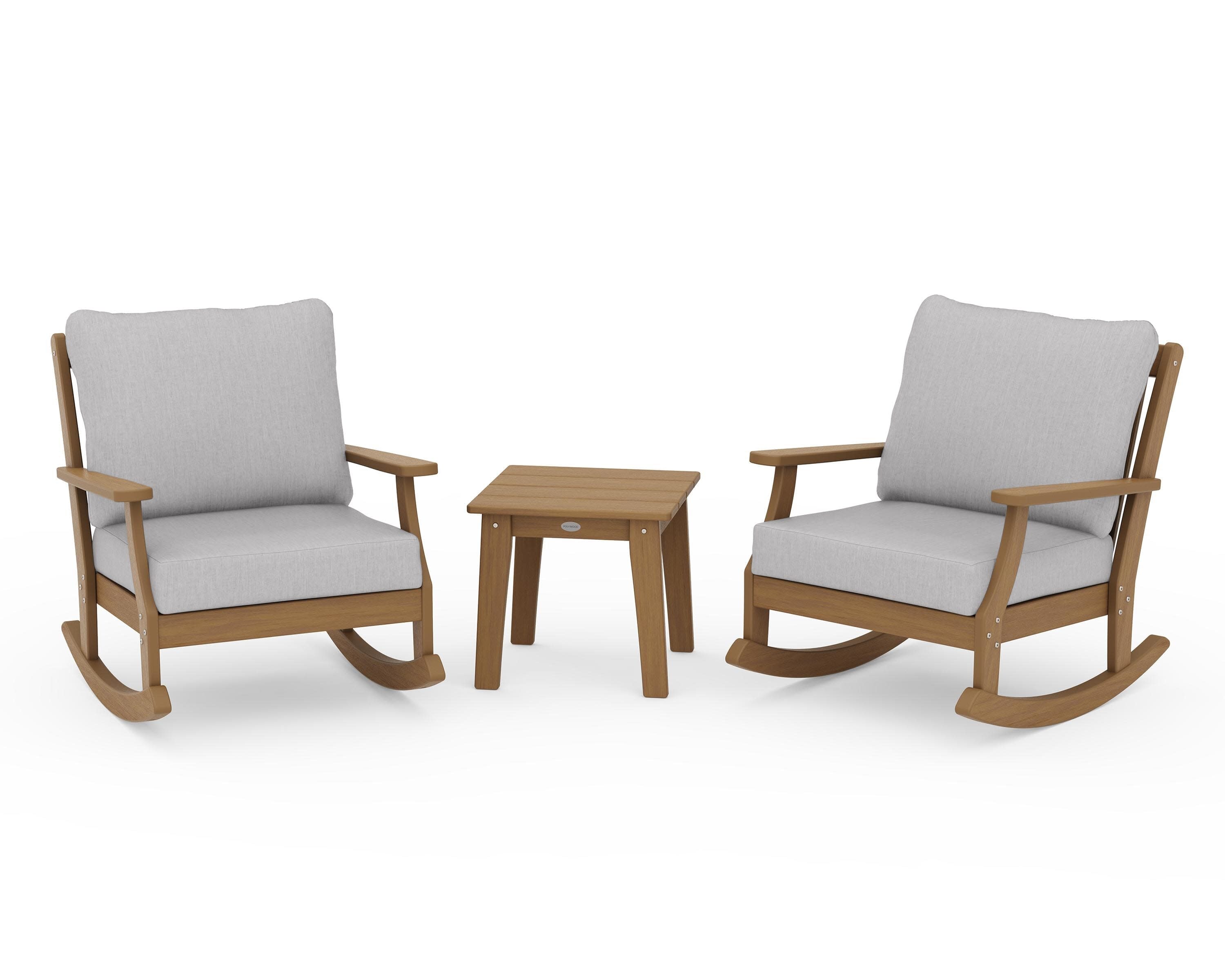 Braxton 3-Piece Deep Seating Rocker Set in Natural / Granite