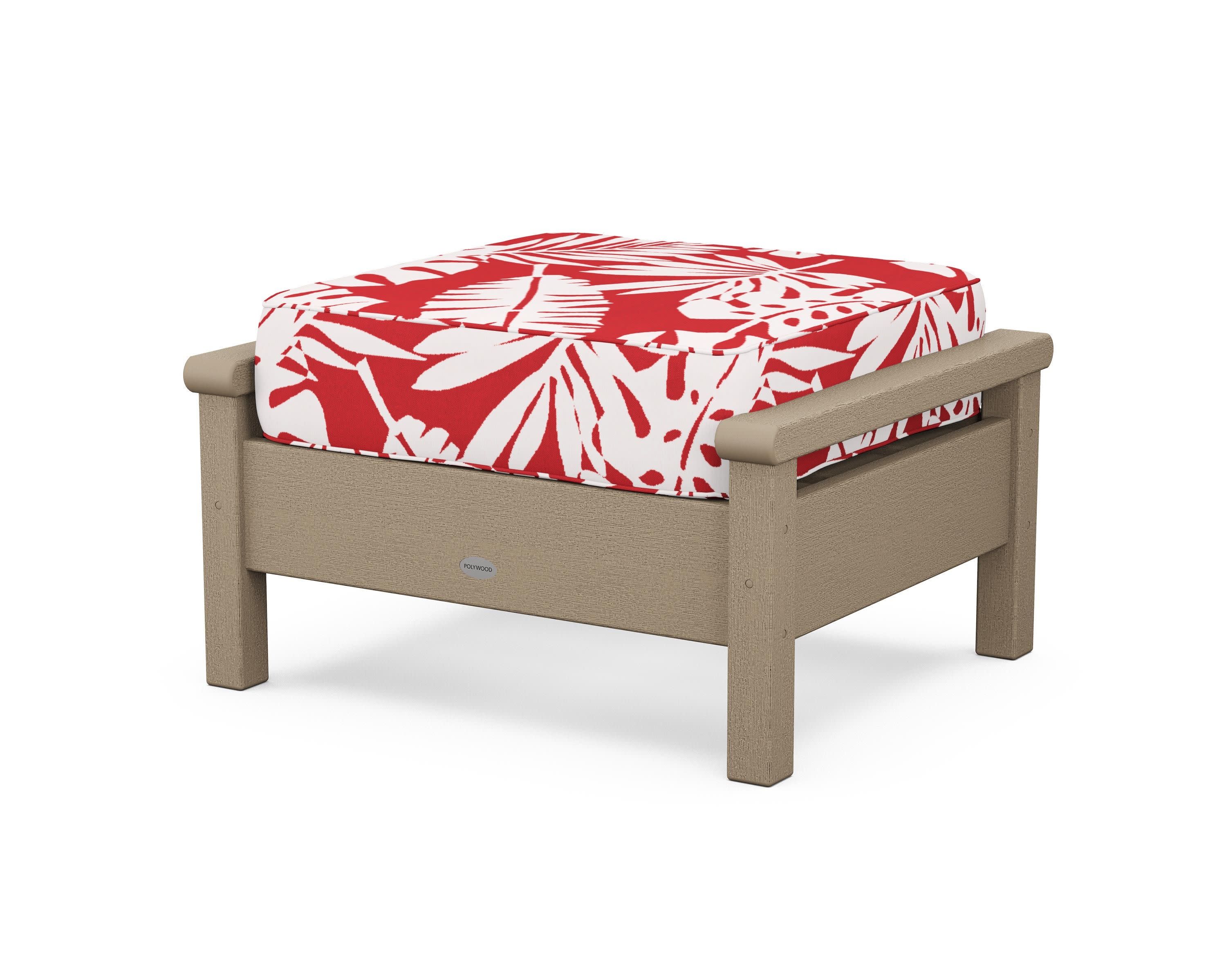 Harbour Deep Seating Ottoman in Vintage Sahara / Leaf Crimson