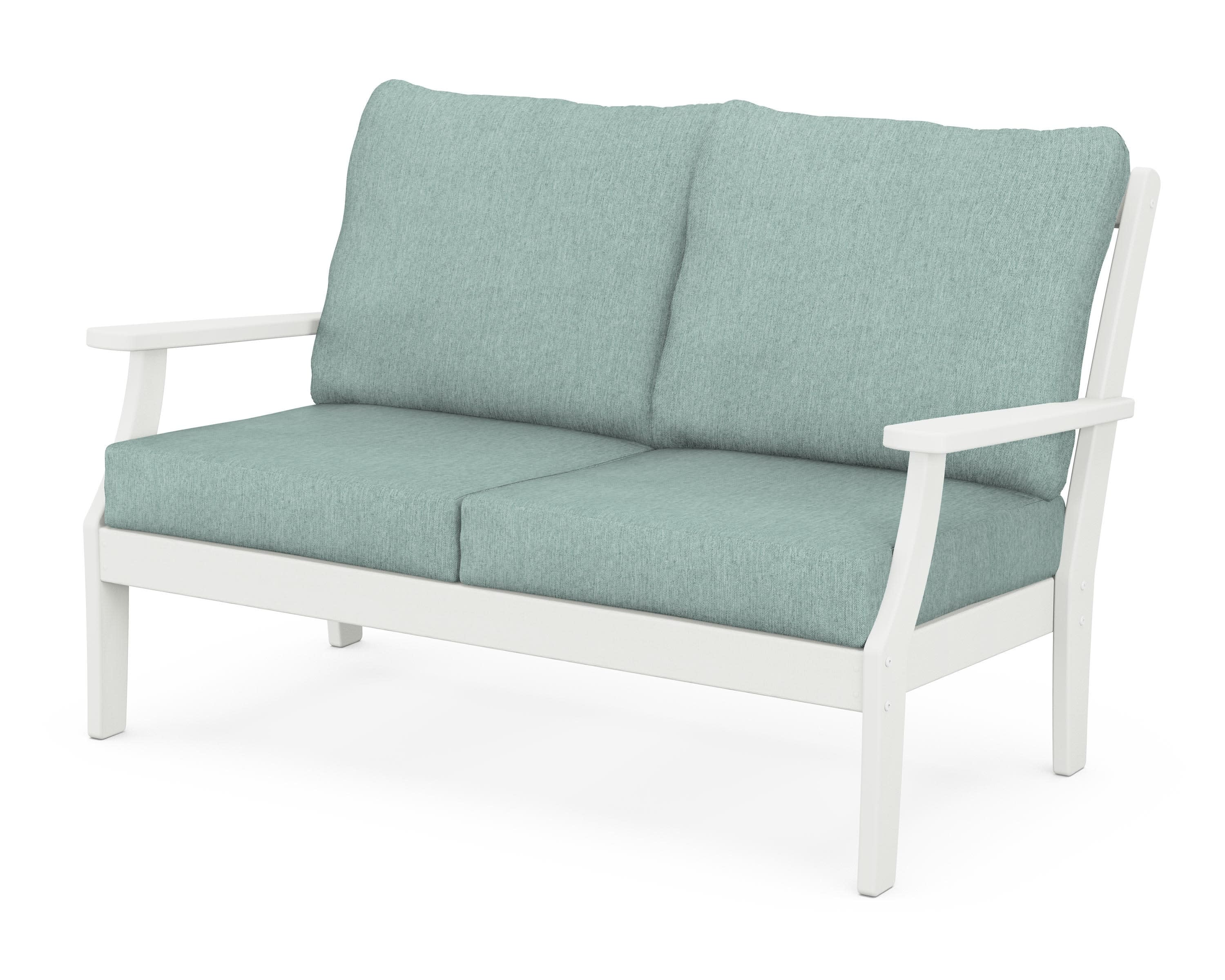 Braxton Deep Seating Loveseat in Vintage White / Glacier Spa