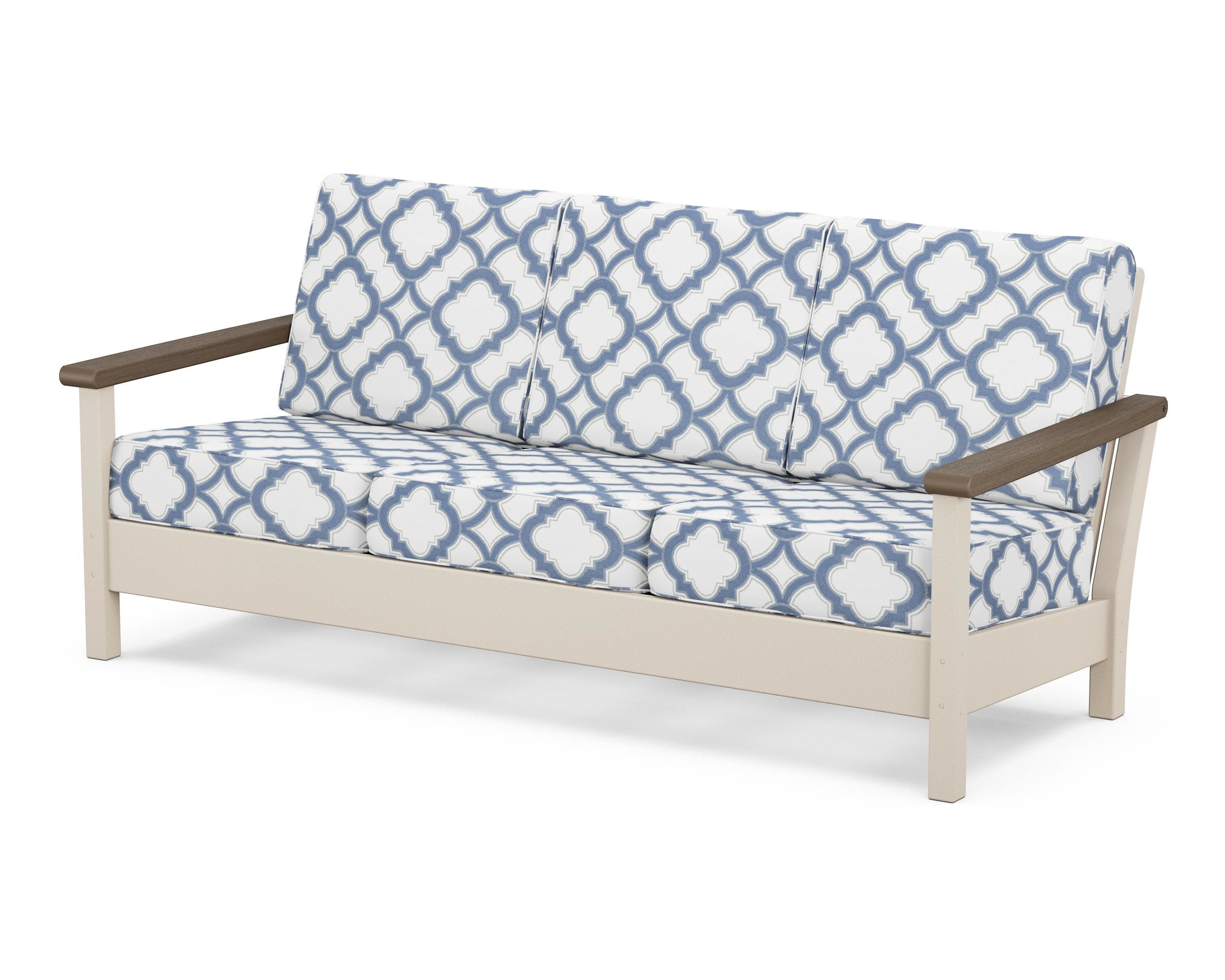 Harbour Deep Seating Sofa in Sand / Kona / Trellis Sky Blue
