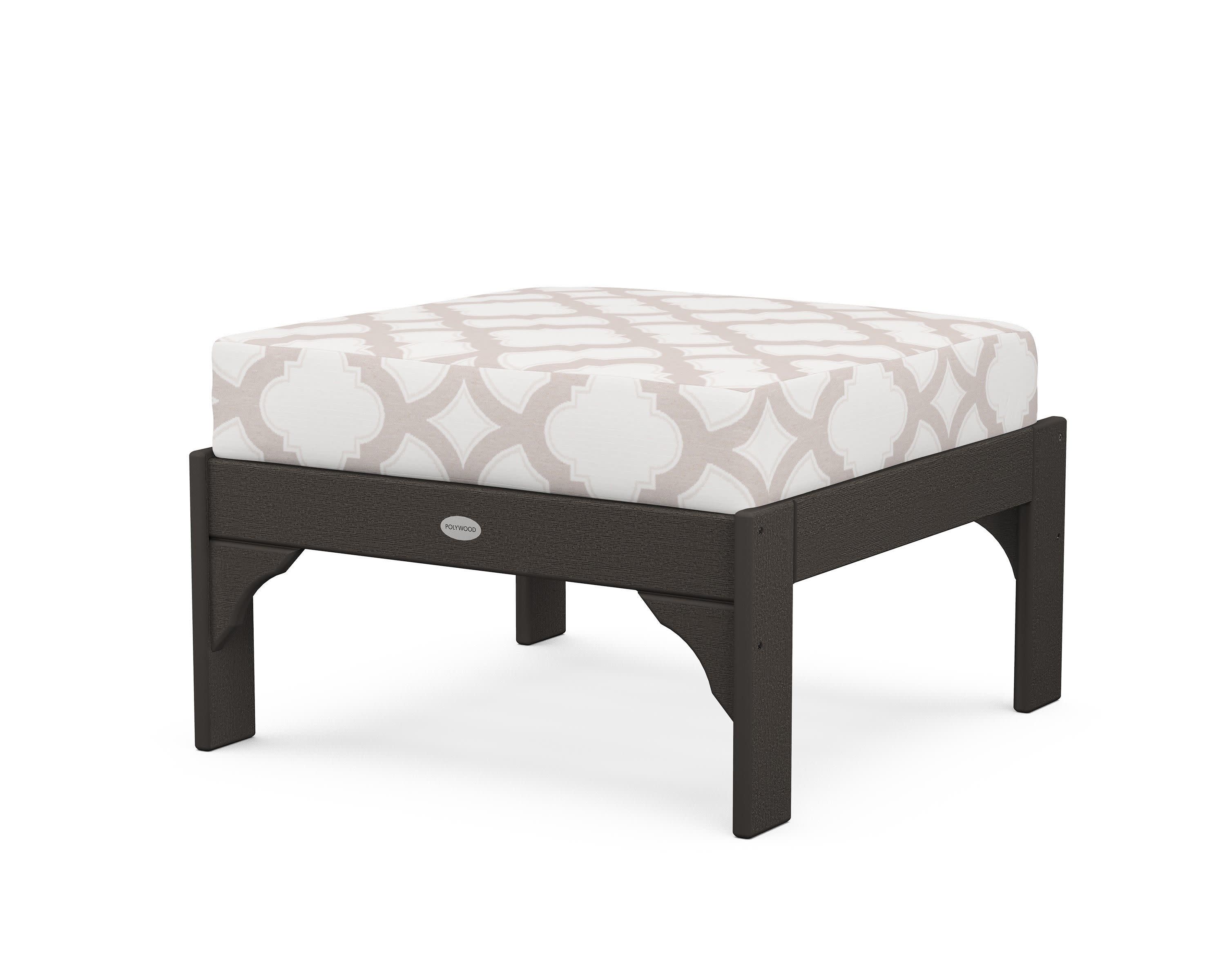 Vineyard Deep Seating Ottoman in Vintage Coffee / Trellis Dune Burlap