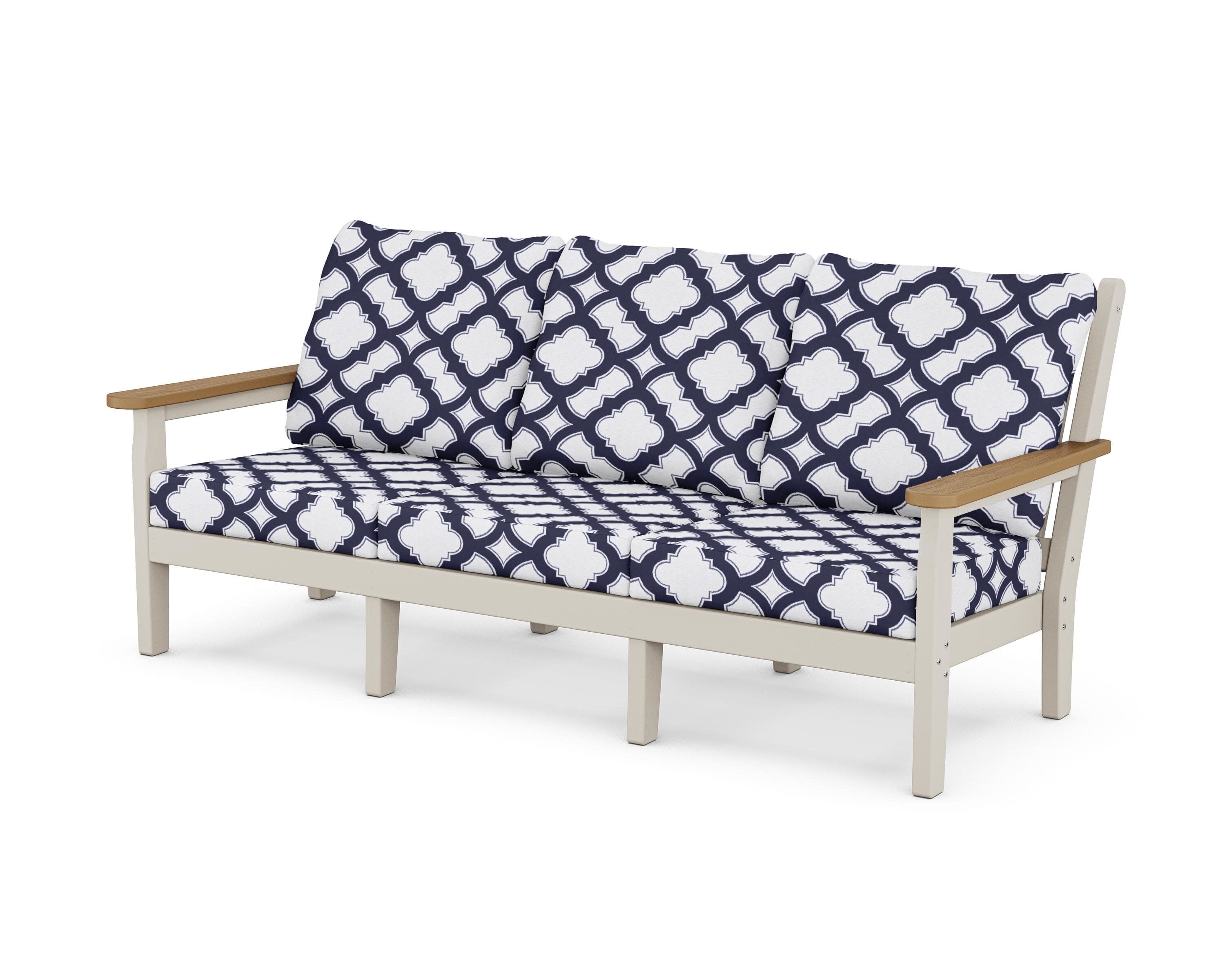 Chippendale Deep Seating Sofa in Sand / Natural / Trellis Navy