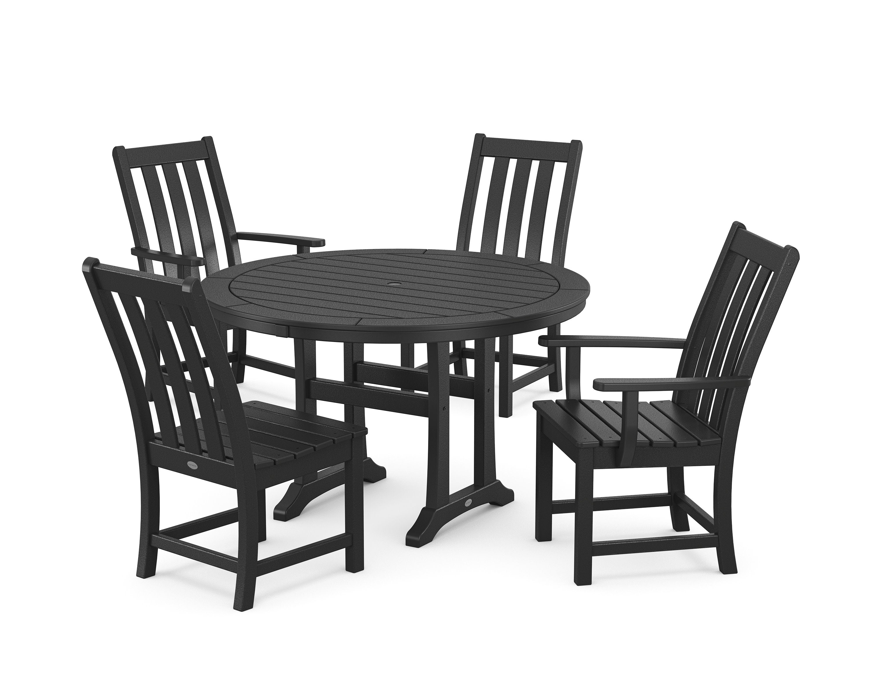Vineyard 5-Piece Nautical Trestle Dining Set in Black
