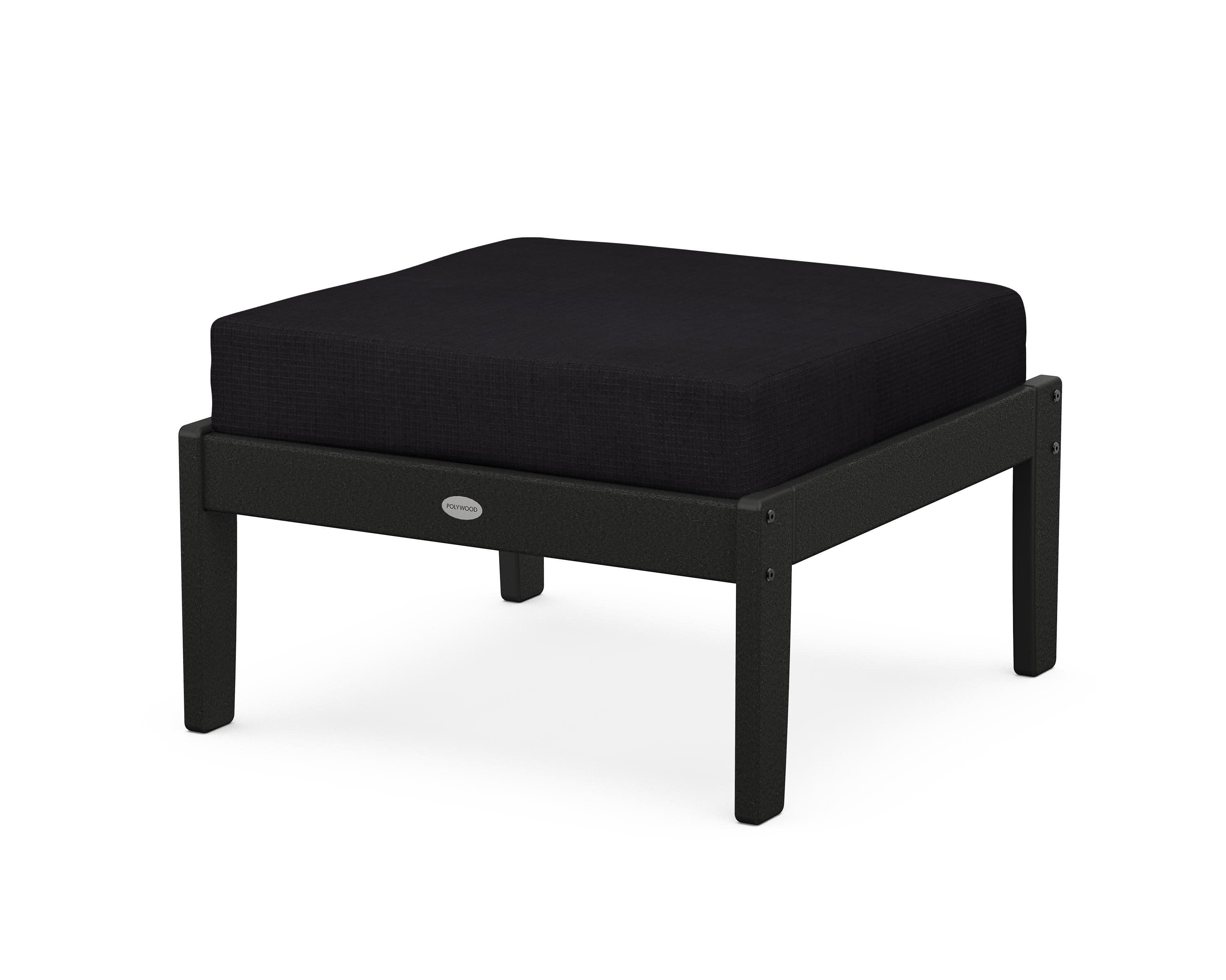 Braxton Deep Seating Ottoman in Black / Midnight Linen