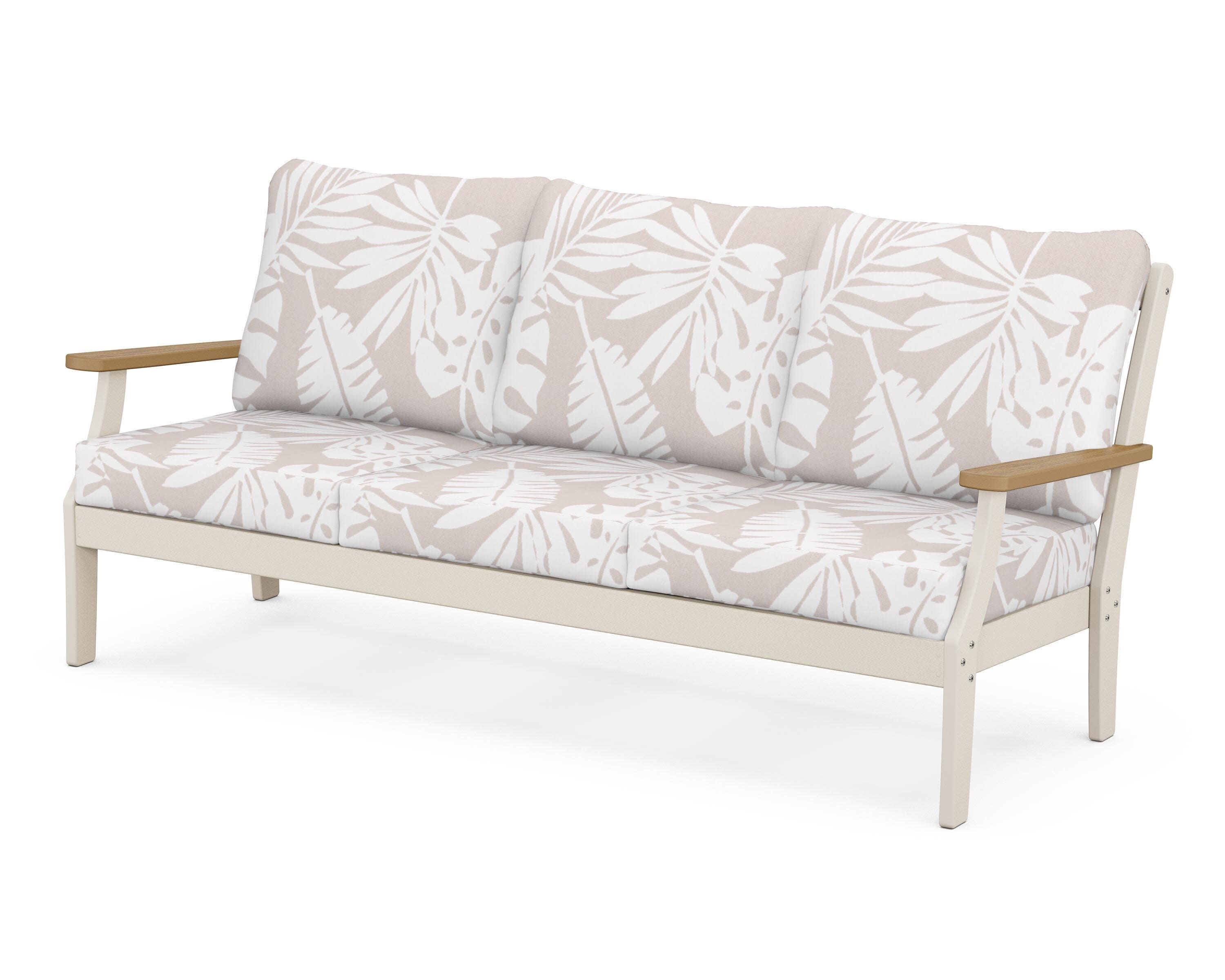Braxton Deep Seating Sofa in Sand / Natural / Leaf Dune Burlap