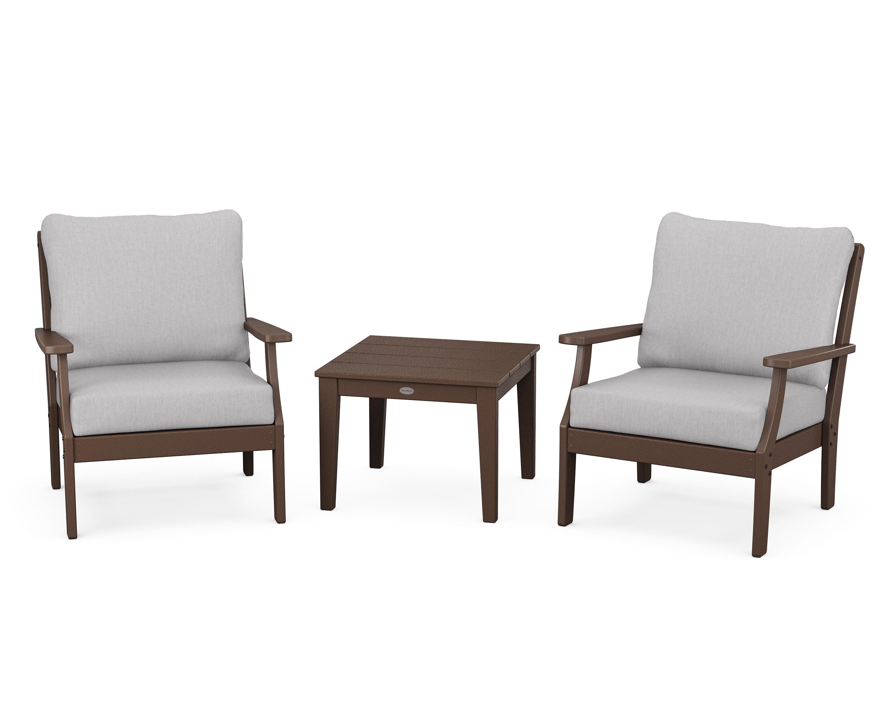 Braxton 3-Piece Deep Seating Set in Mahogany / Granite