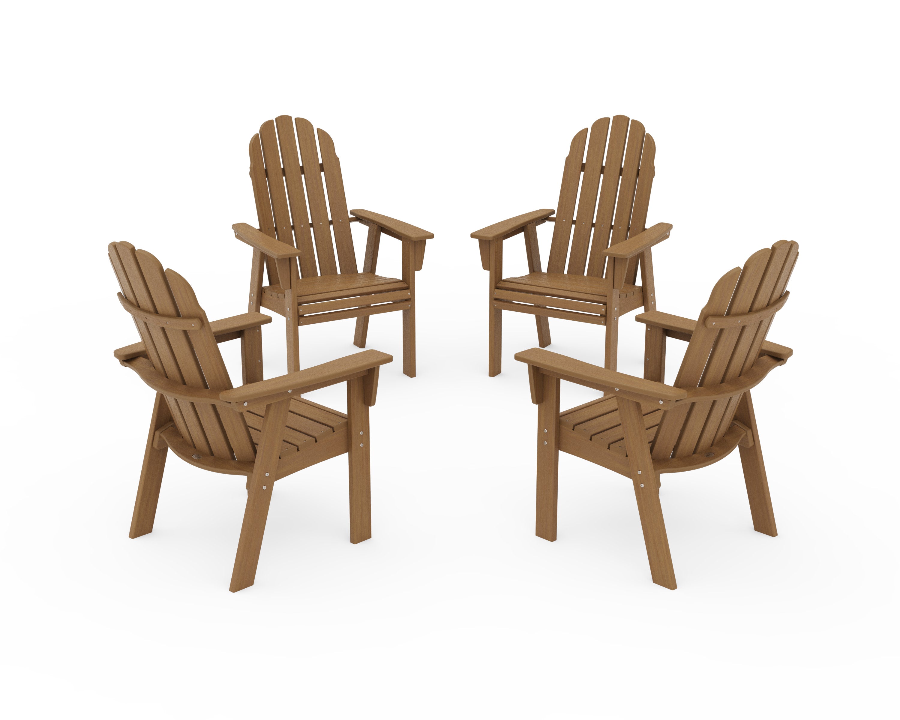 Vineyard 4-Piece Curveback Upright Adirondack Conversation Set in Natural