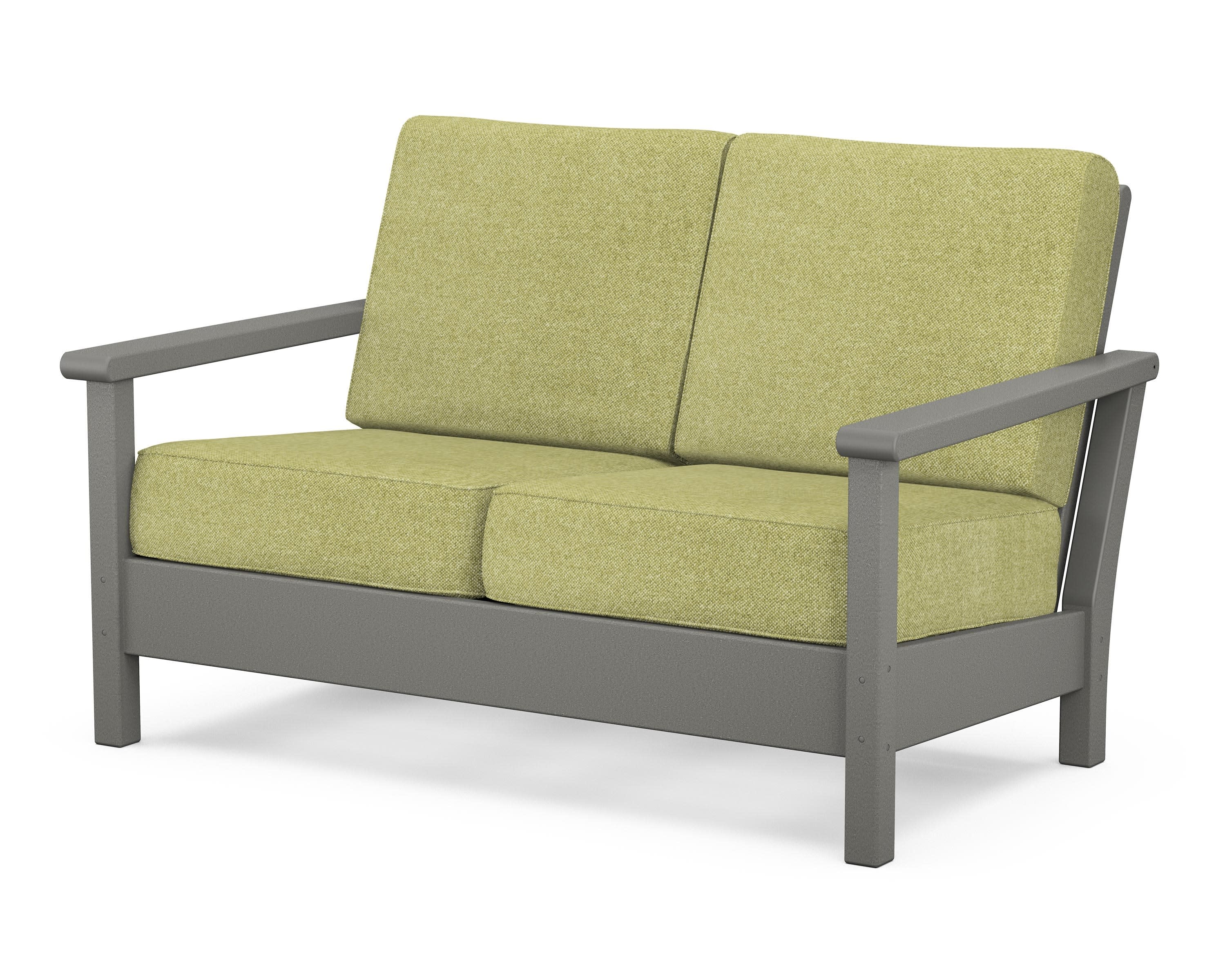 Harbour Deep Seating Loveseat in Slate Grey / Chartreuse Boucle
