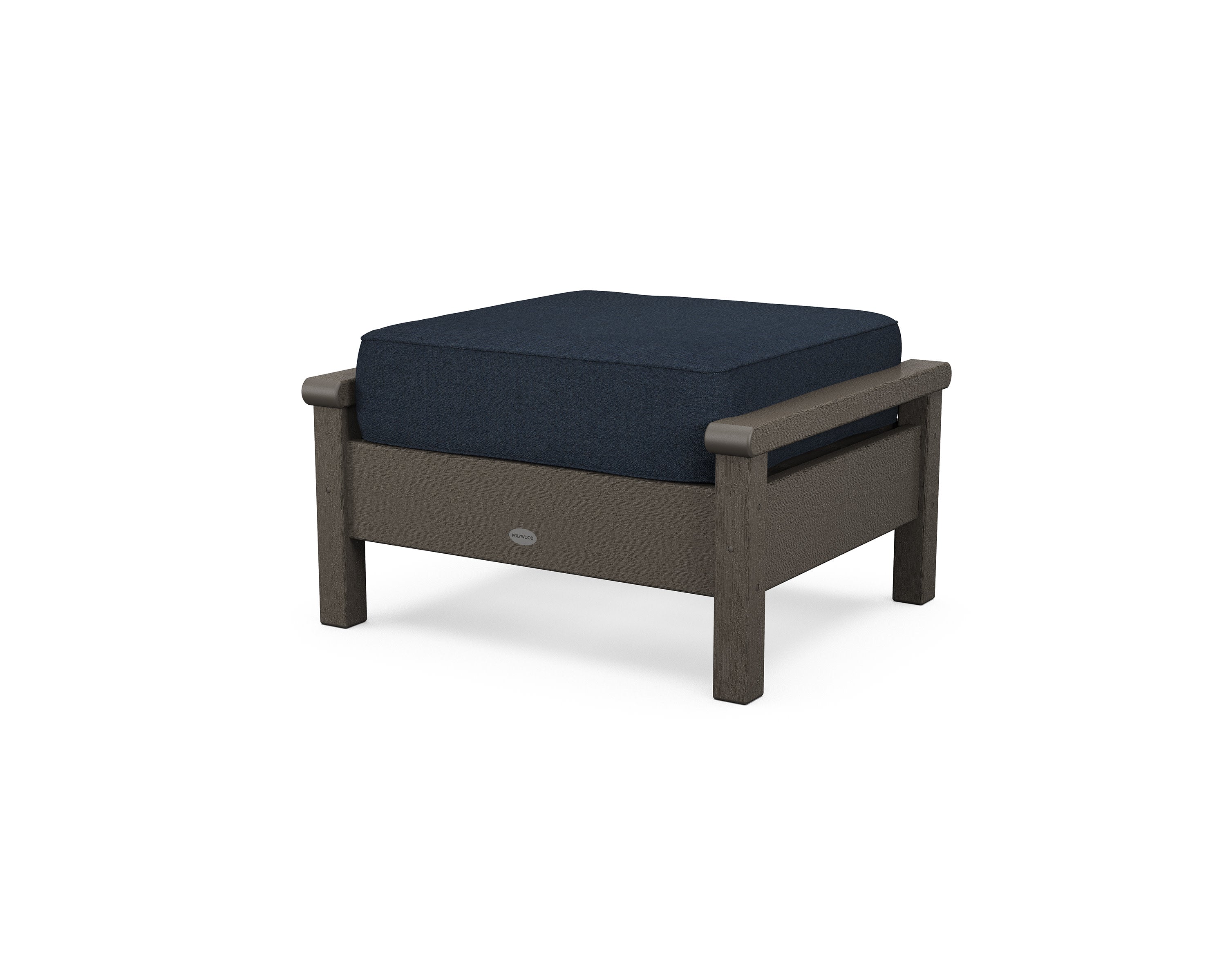 Harbour Deep Seating Ottoman in Vintage Coffee / Marine Indigo