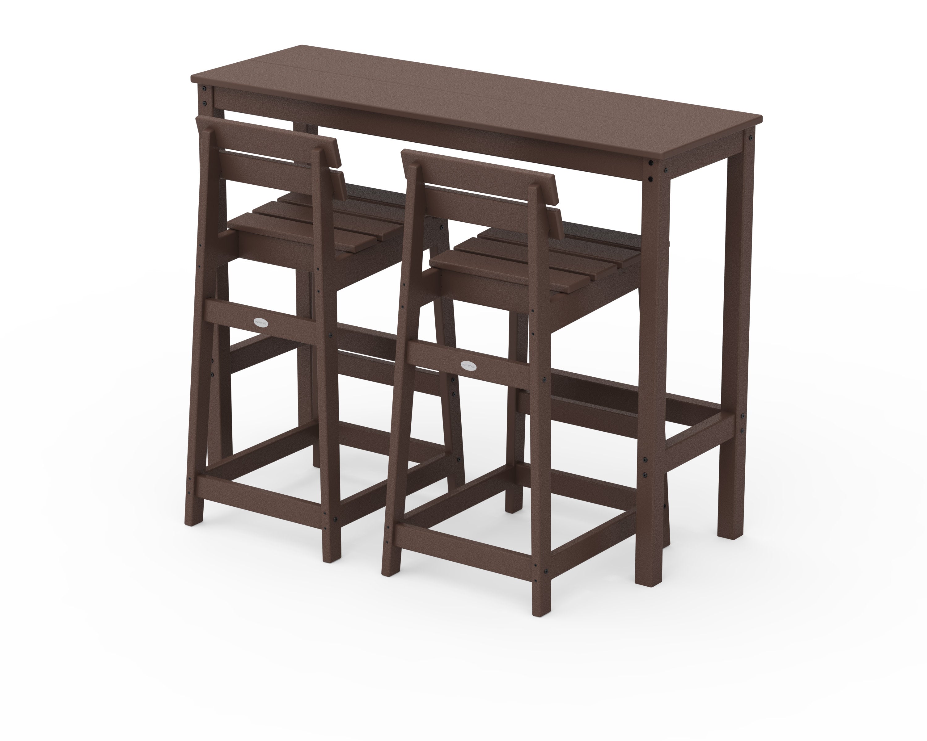 Modern Studio Plaza Lowback Bar Chair 3-Piece Balcony Set in Mahogany