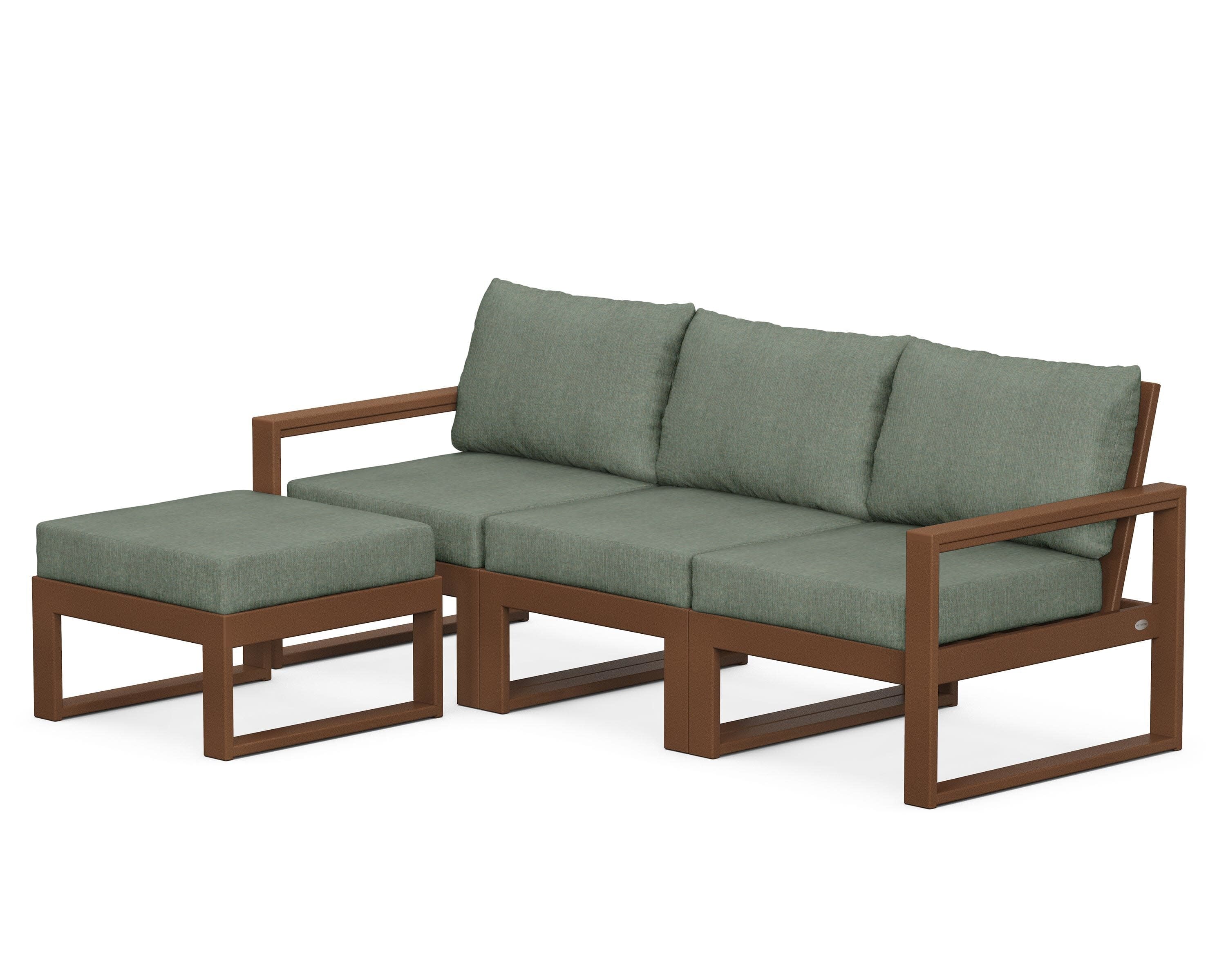 EDGE 4-Piece Modular Deep Seating Set with Ottoman in Teak / Cast Sage