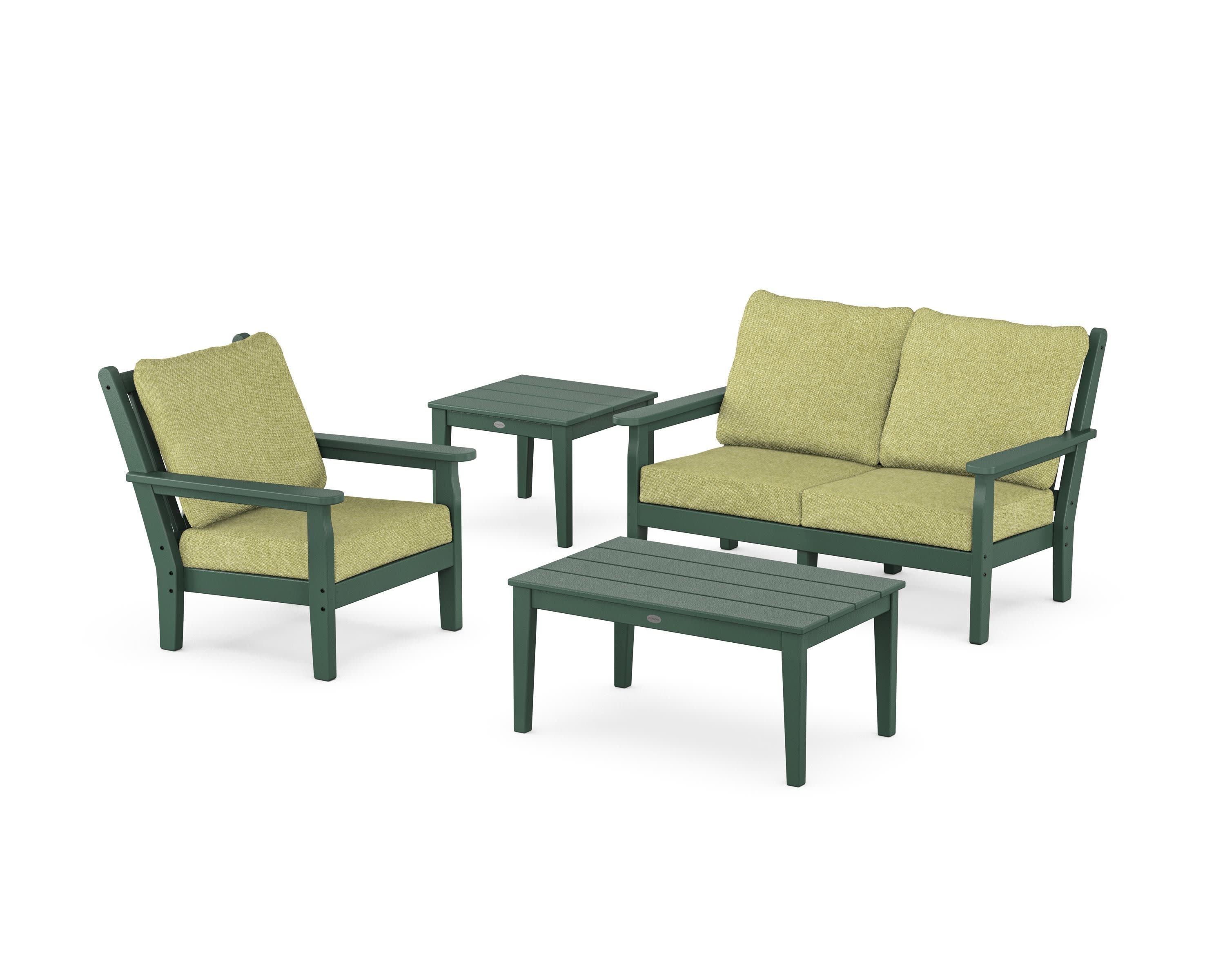 Chippendale 4-Piece Deep Seating Set in Green / Chartreuse Boucle