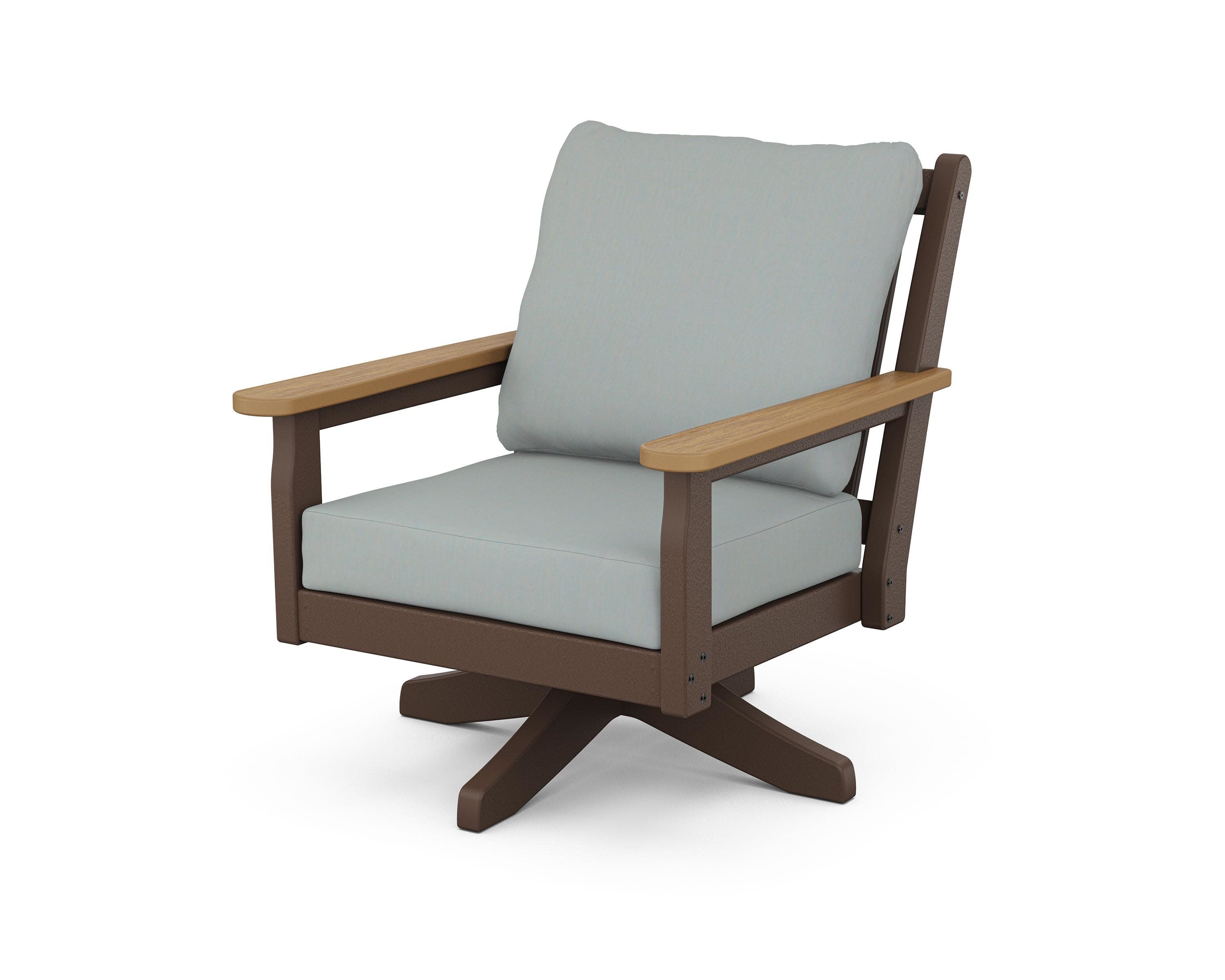 Chippendale Deep Seating Swivel Chair in Mahogany / Natural / Spa