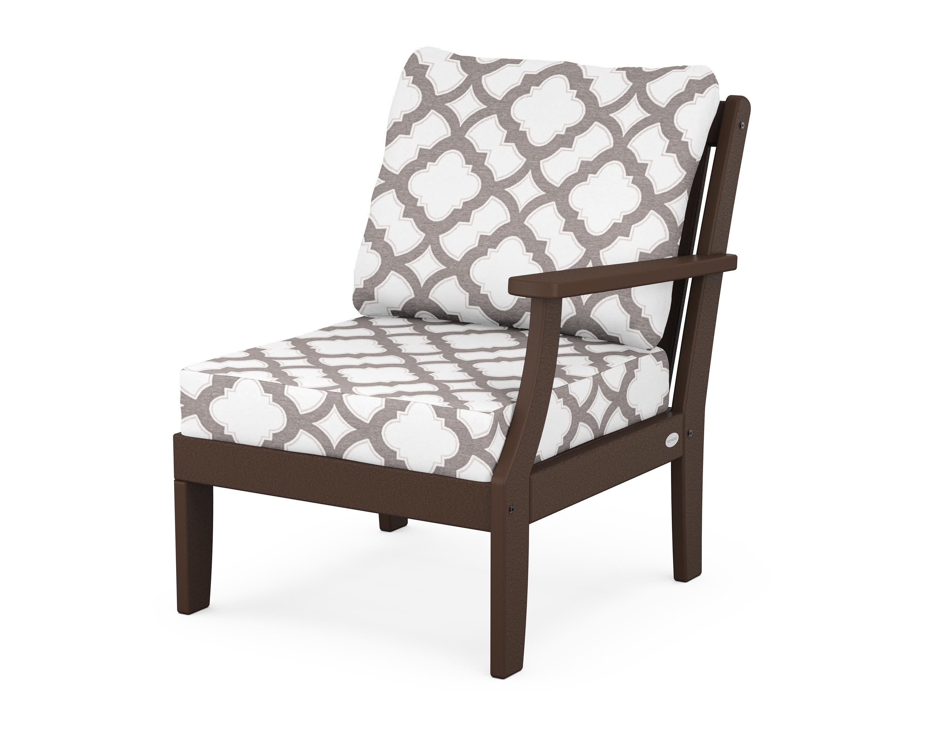 Braxton Modular Right Arm Chair in Mahogany / Trellis Grey Mist