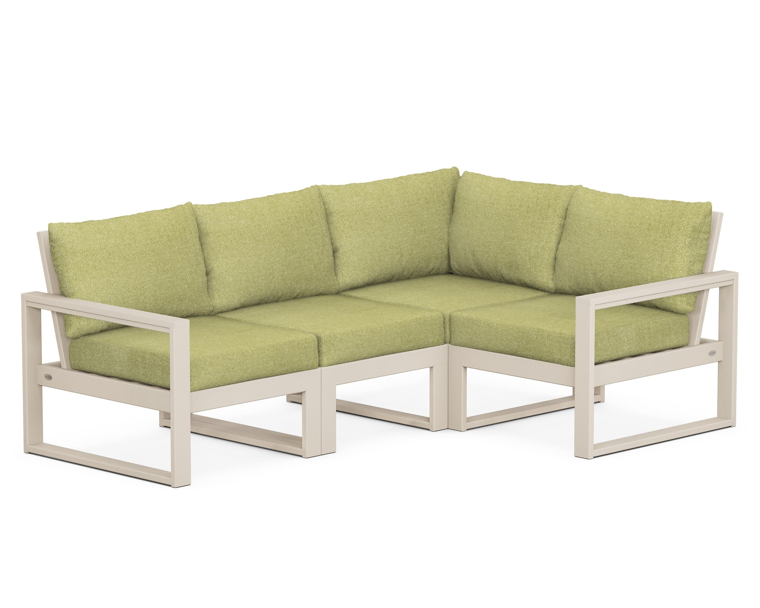 EDGE 4-Piece Modular Deep Seating Set in Sand / Chartreuse Boucle
