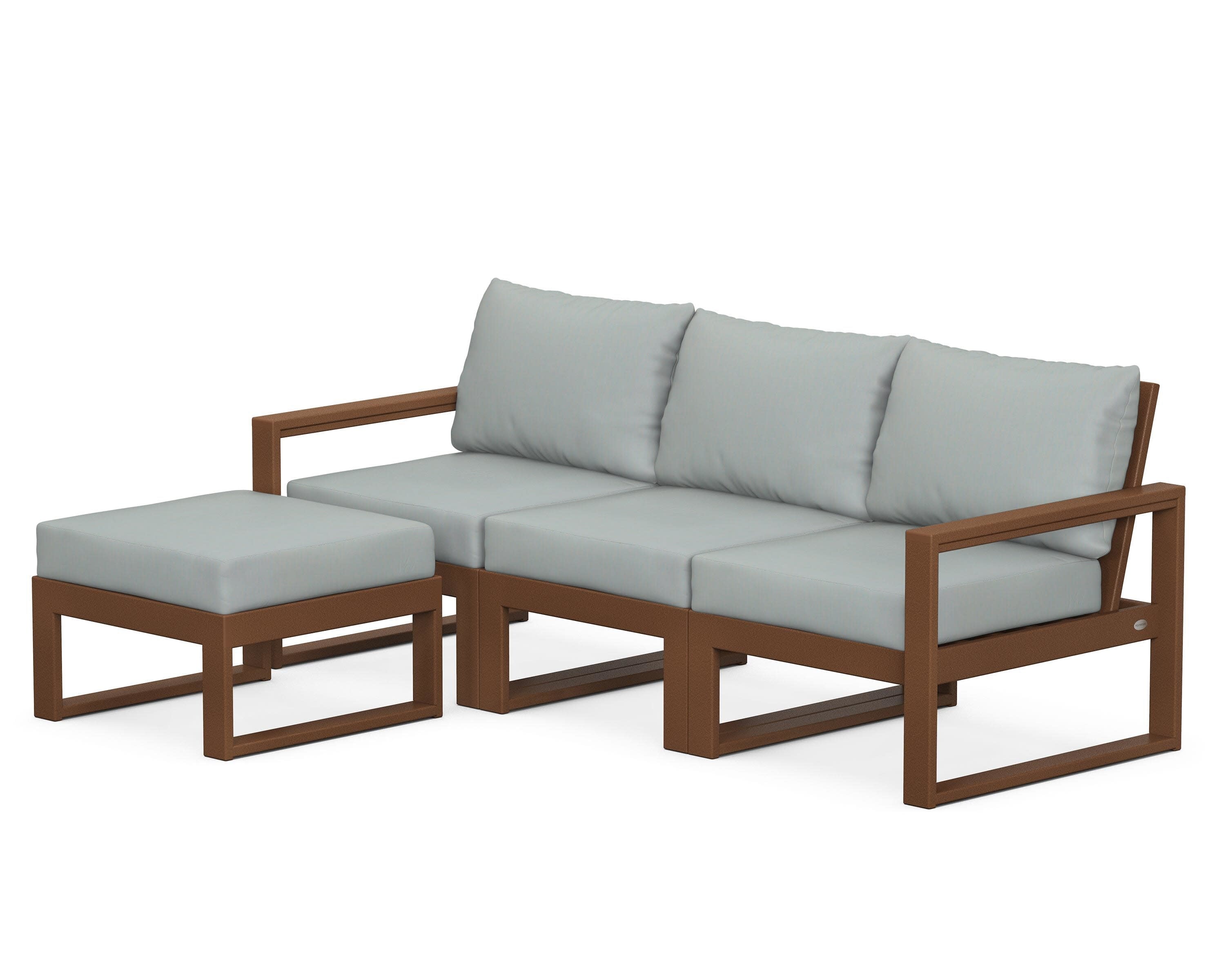 EDGE 4-Piece Modular Deep Seating Set with Ottoman in Teak / Spa