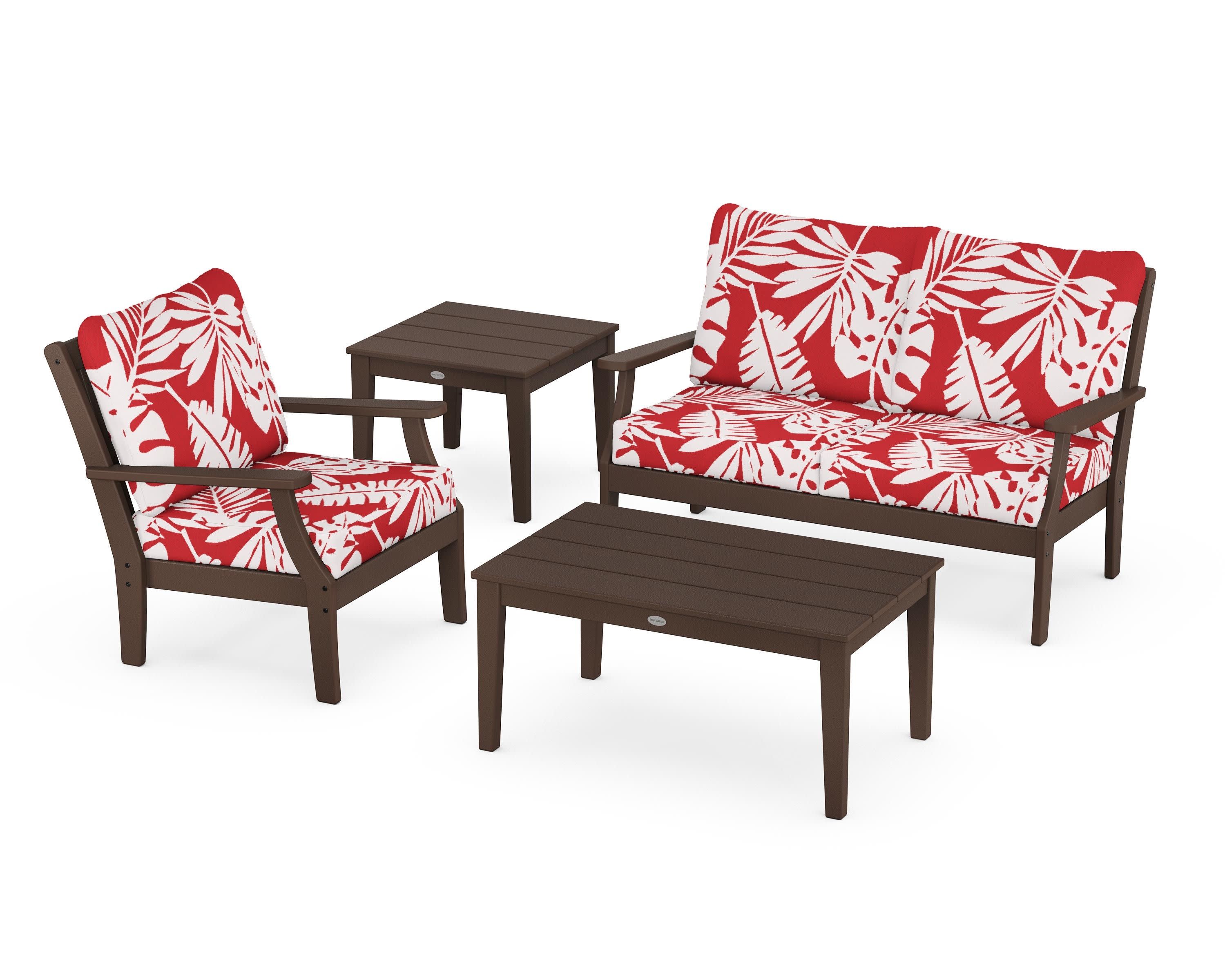 Braxton 4-Piece Deep Seating Set in Mahogany / Leaf Crimson