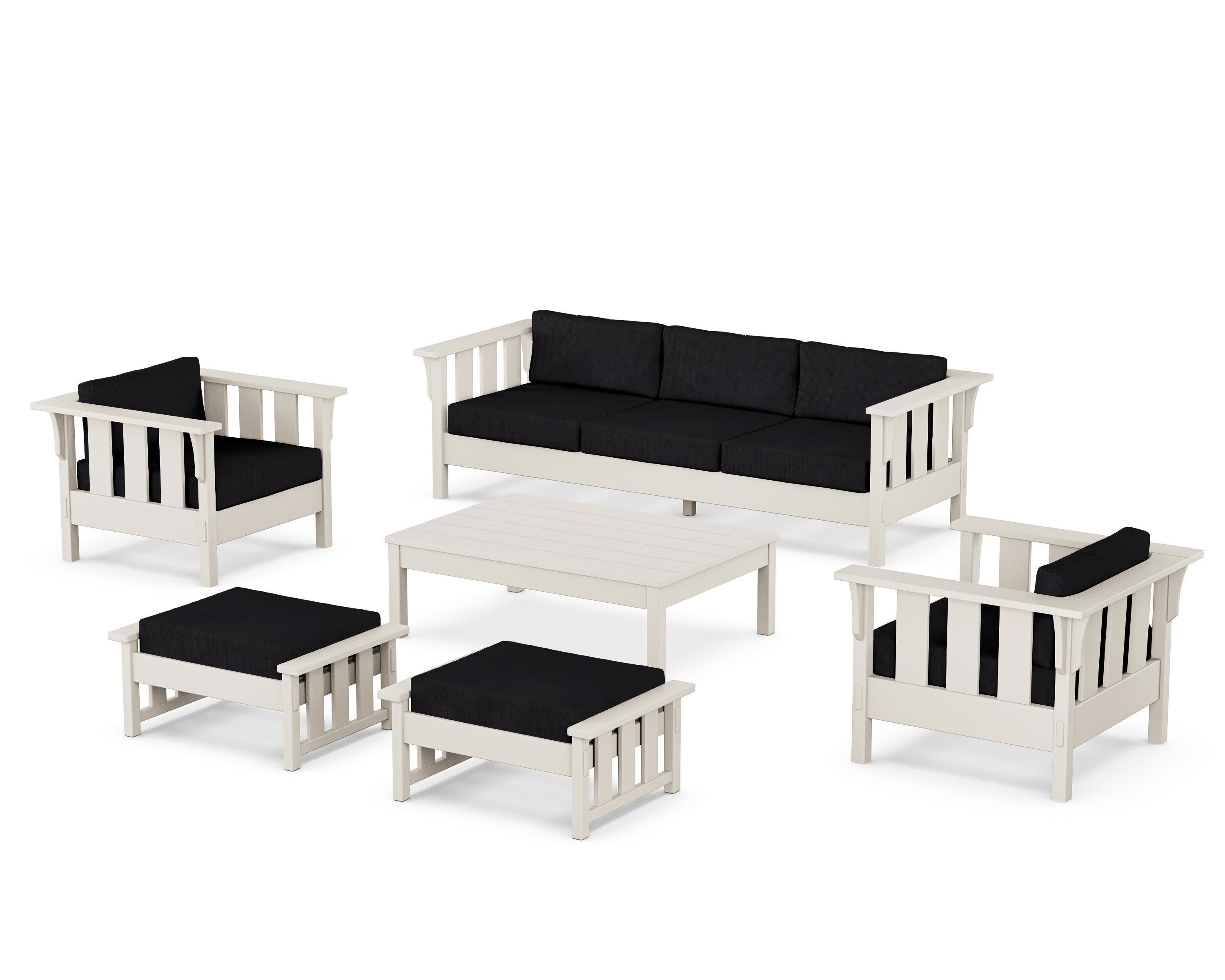 Acadia 6-Piece Lounge Sofa Set in Sand / Midnight Linen