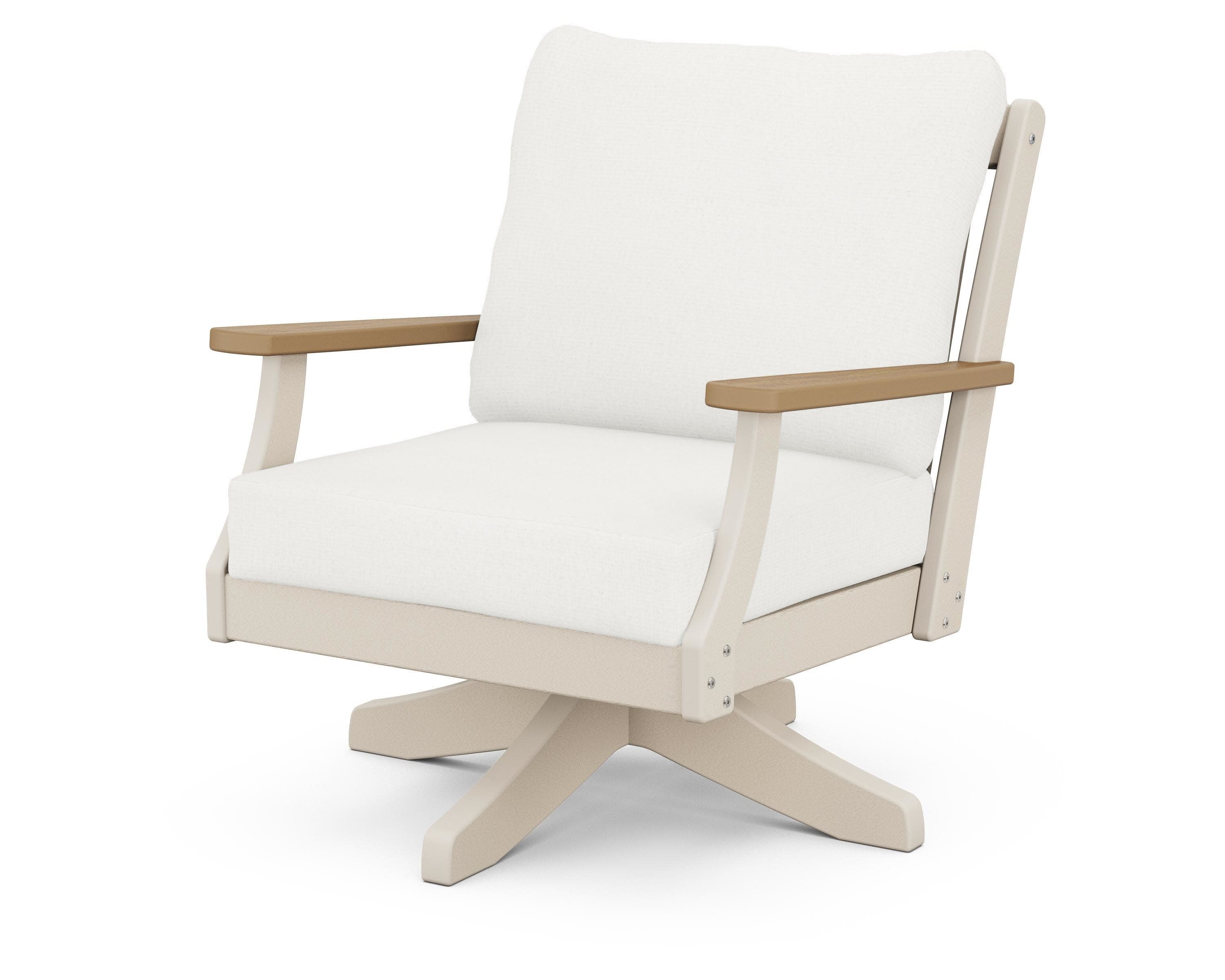 Braxton Deep Seating Swivel Chair in Sand / Natural / Natural Linen