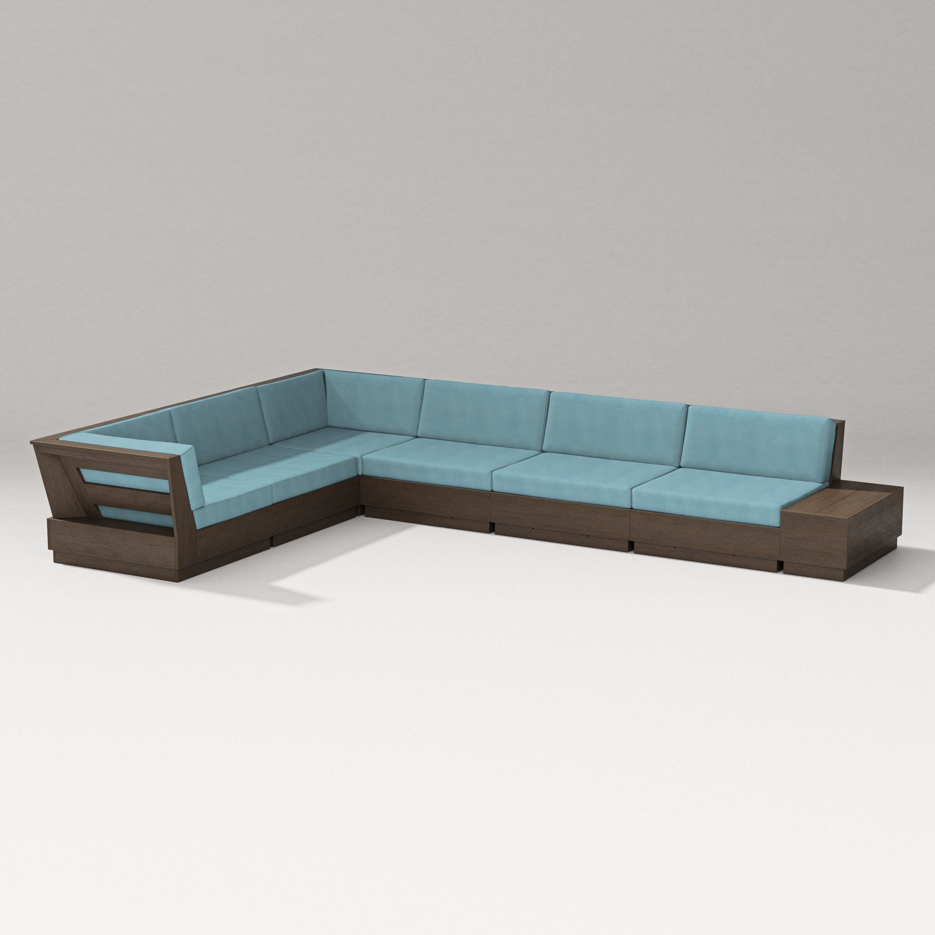 Elevate 7-Piece Corner Sectional in Kona / Lattice Sky Blue