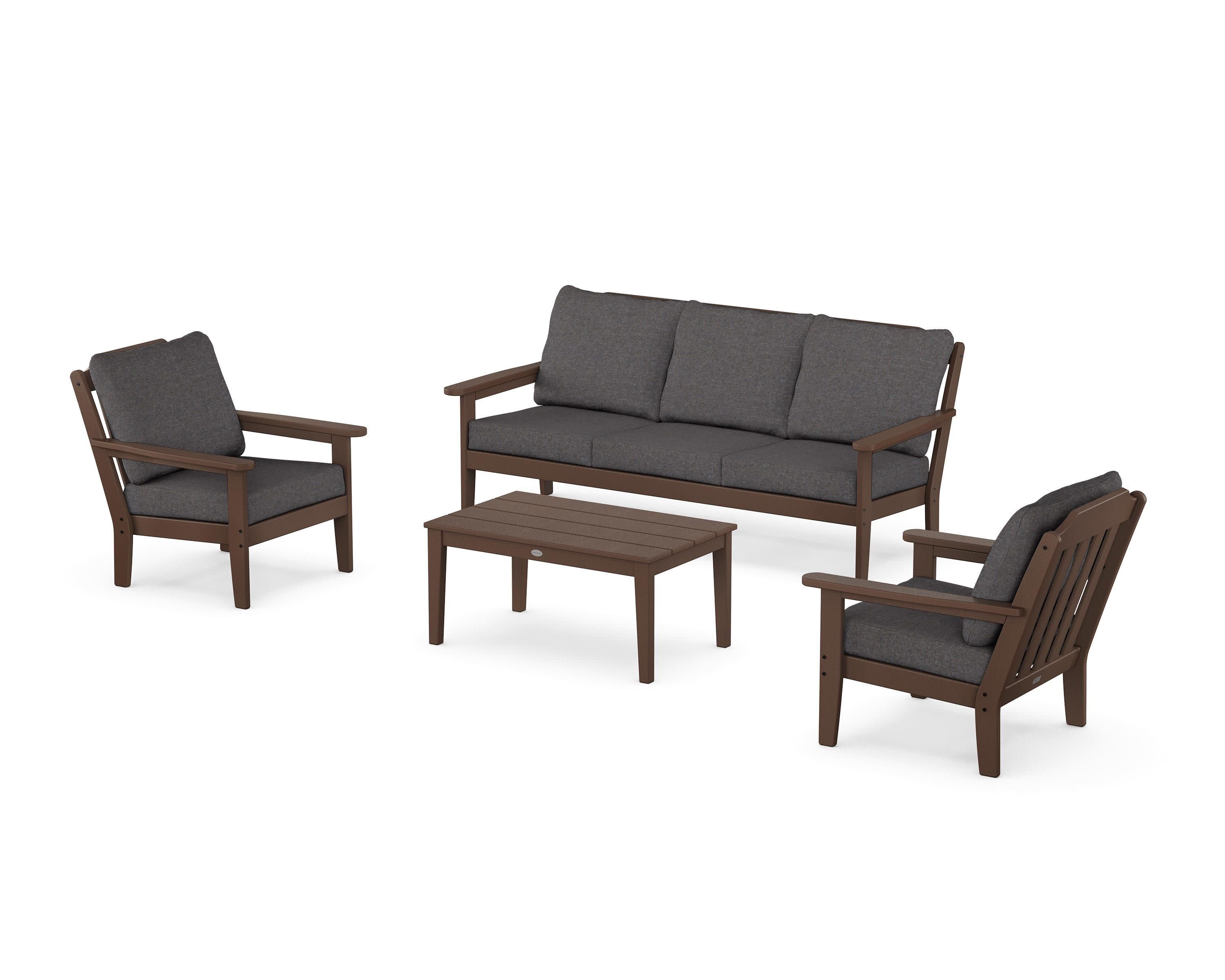 Cottage 4-Piece Deep Seating Set with Sofa in Mahogany / Ash Charcoal