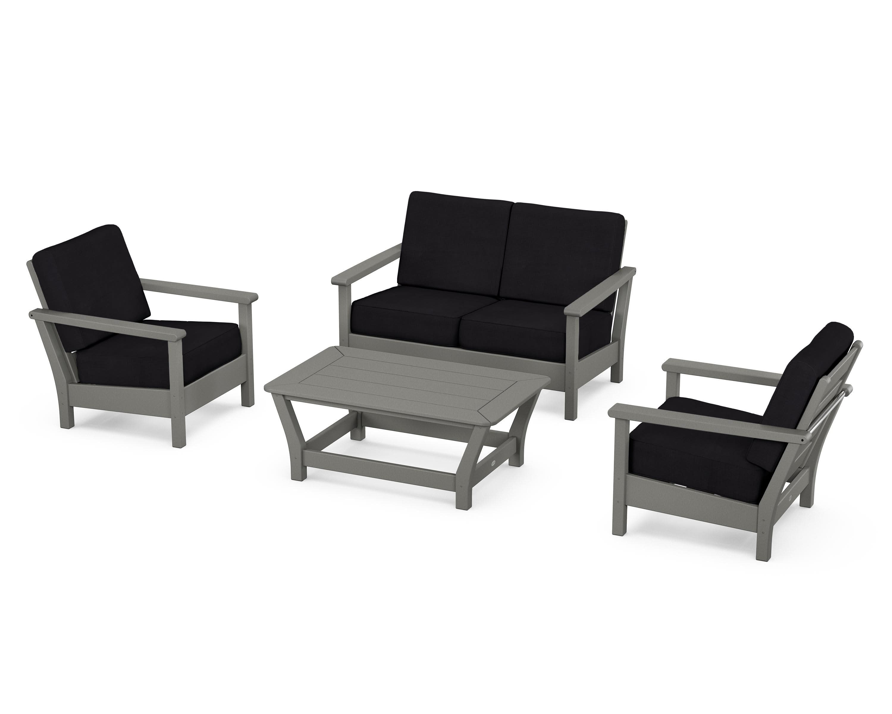 Harbour 4-Piece Deep Seating Set in Slate Grey / Midnight Linen