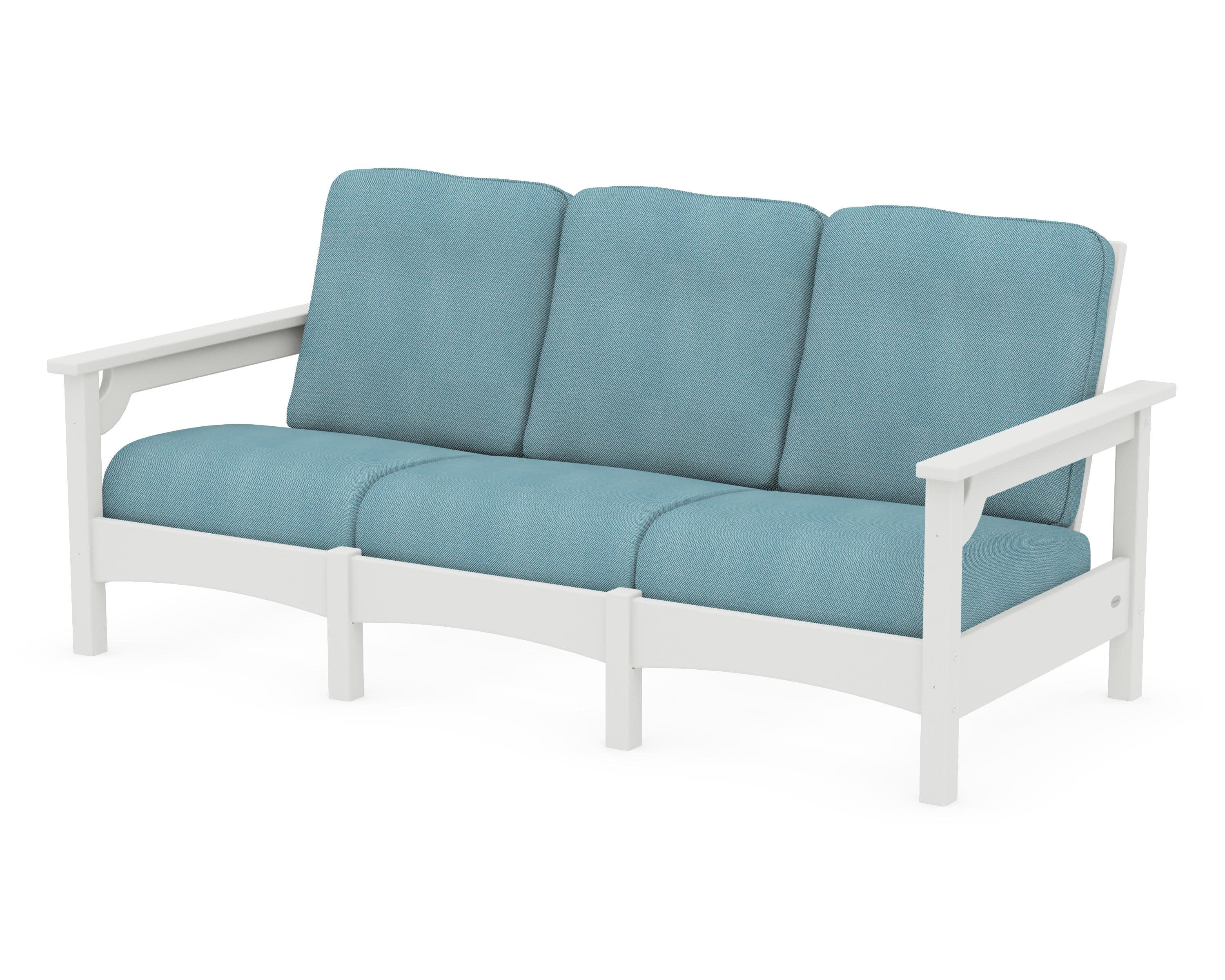 Club Sofa in Vintage White / Lattice Sky Blue