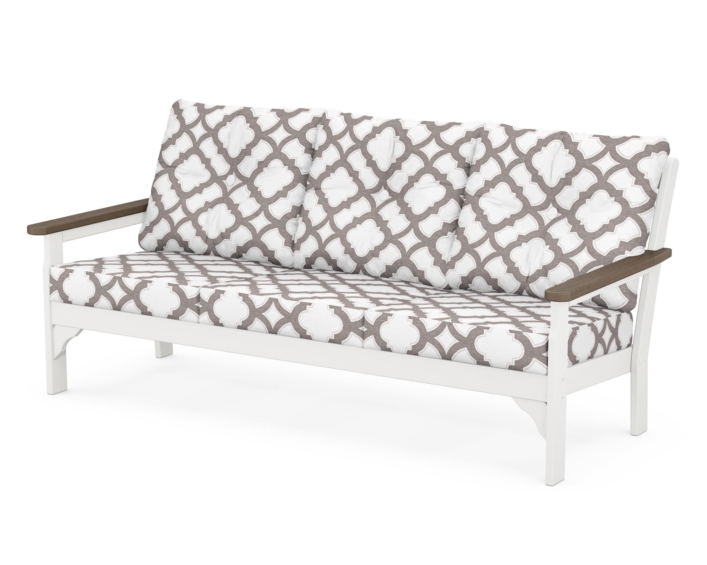 Vineyard Deep Seating Sofa in White / Kona / Trellis Grey Mist