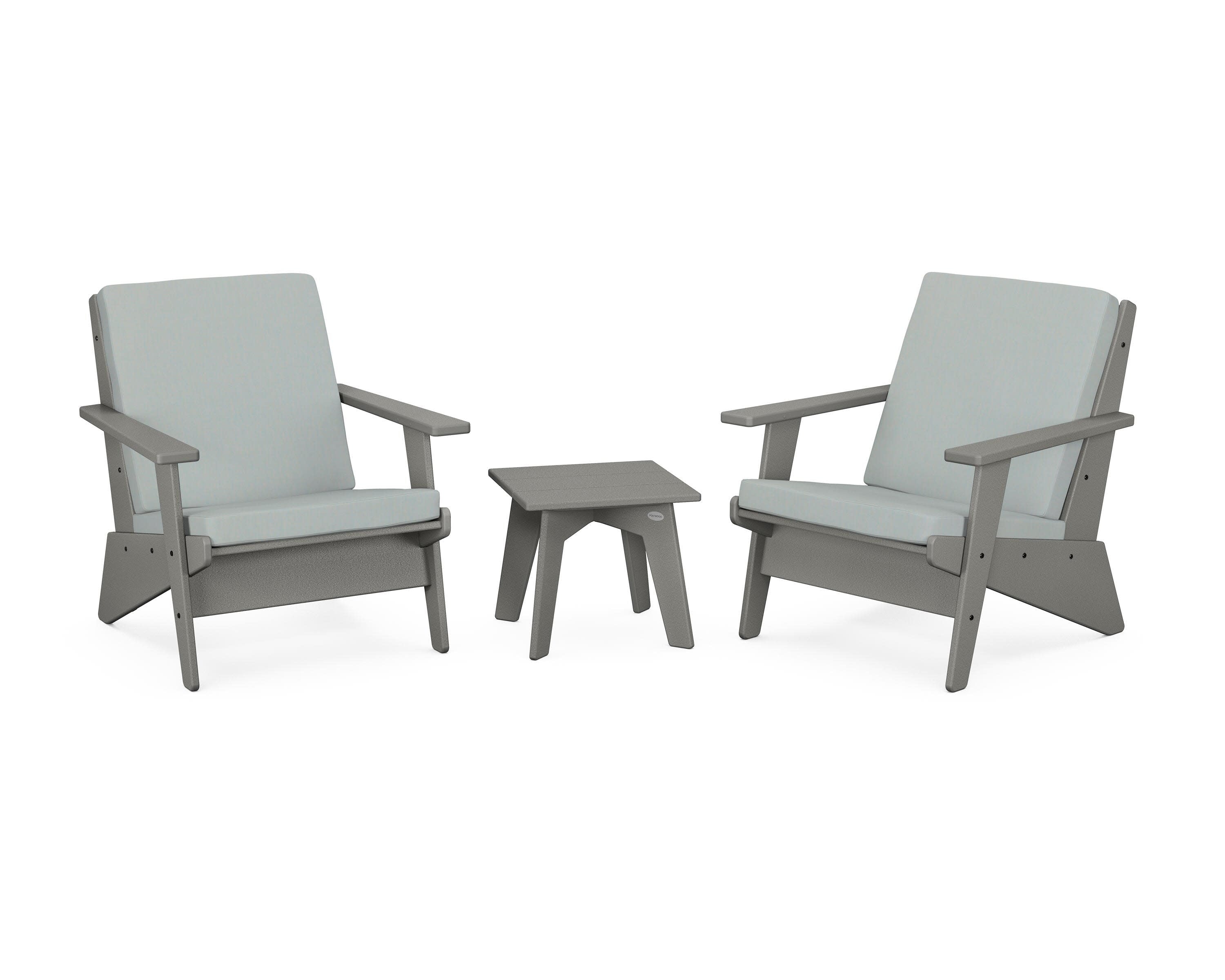 Riviera Modern Lounge 3-Piece Set in Slate Grey / Spa
