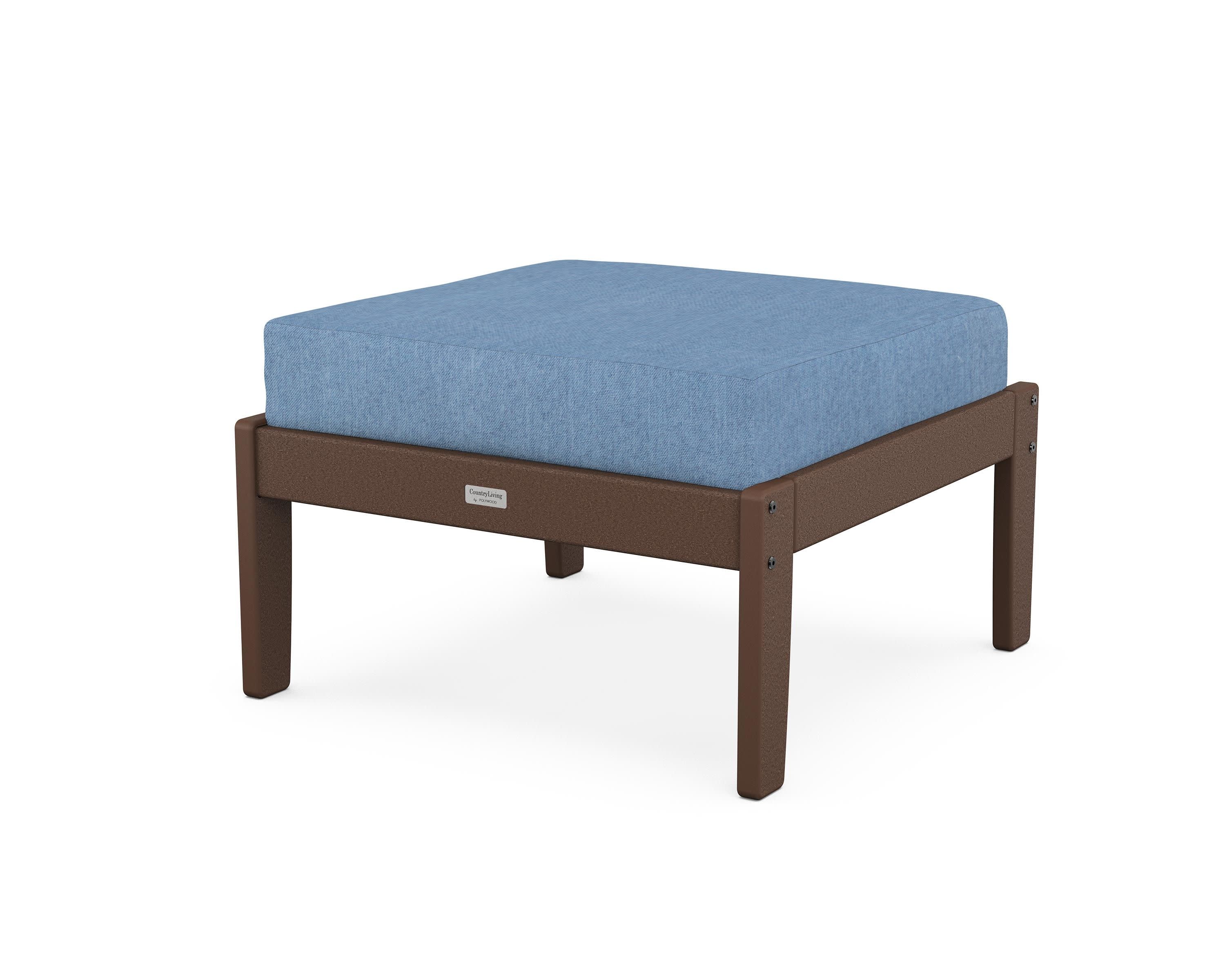 Cottage Deep Seating Ottoman in Mahogany / Sky Blue