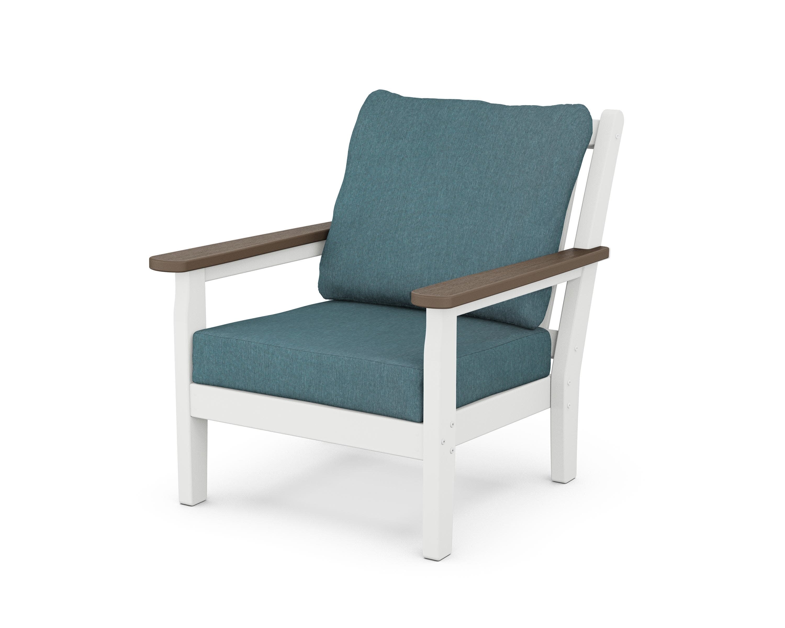 Chippendale Deep Seating Chair in White / Kona / Ocean Teal