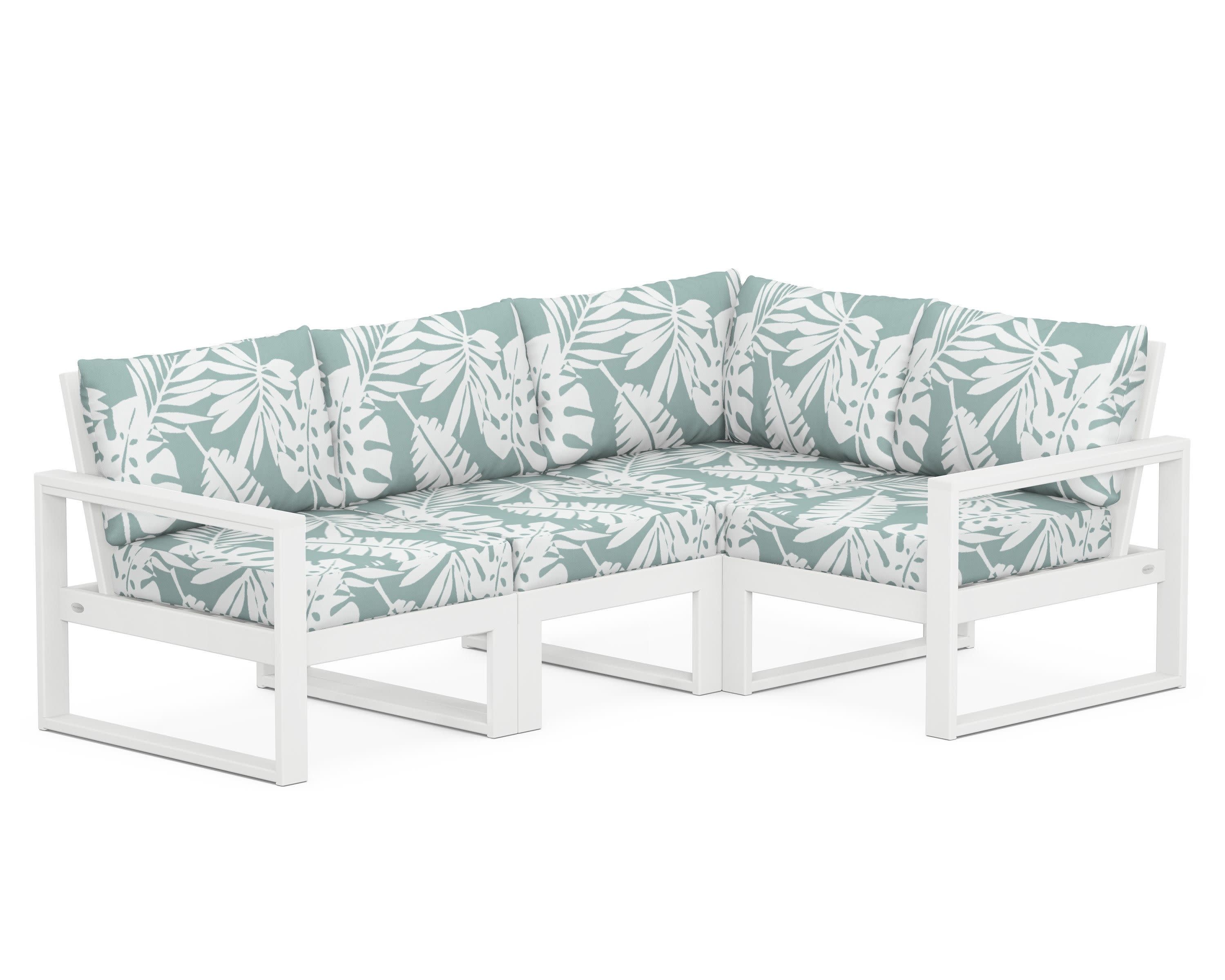EDGE 4-Piece Modular Deep Seating Set in White / Leaf Glacier Spa