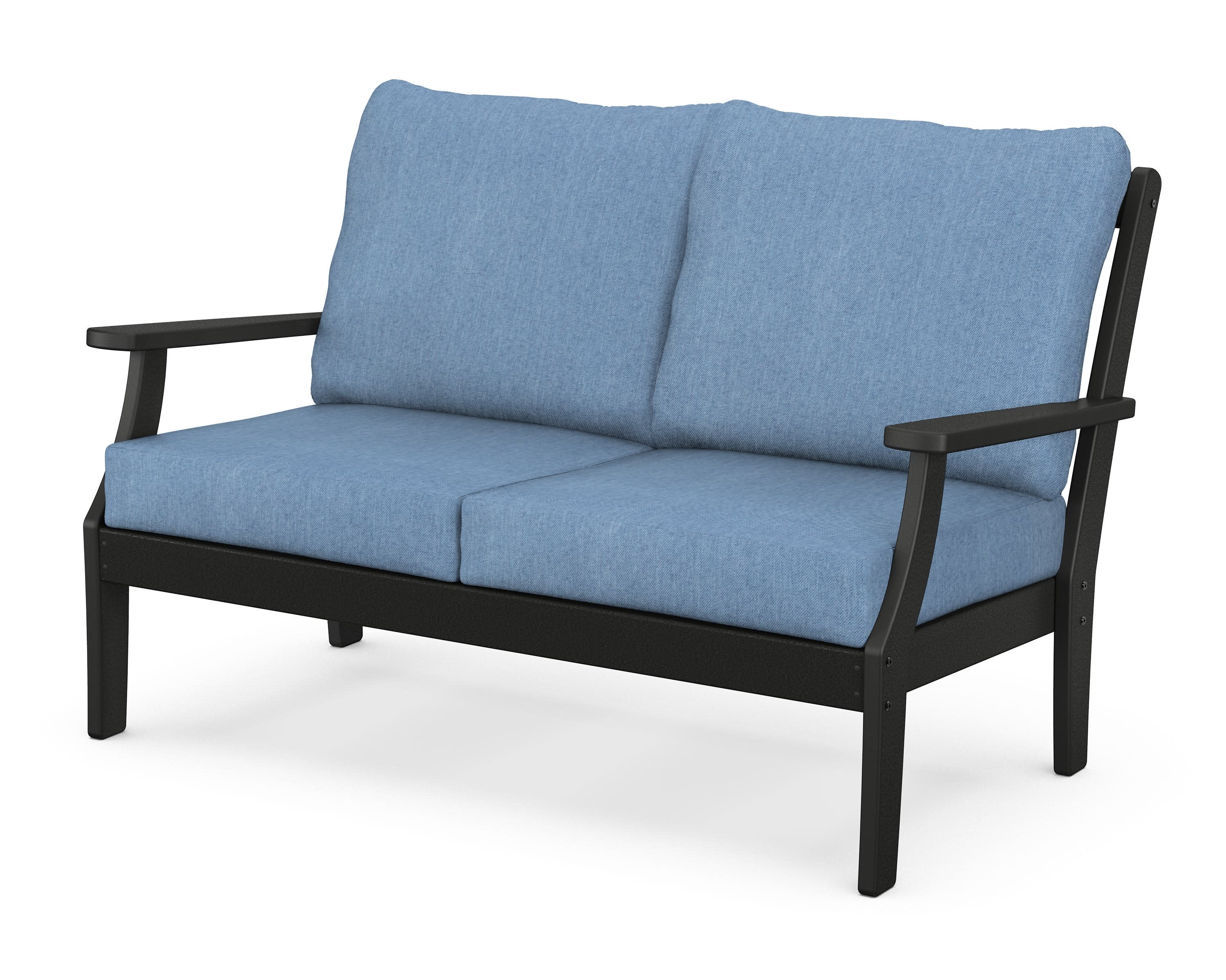 Braxton Deep Seating Loveseat in Black / Sky Blue