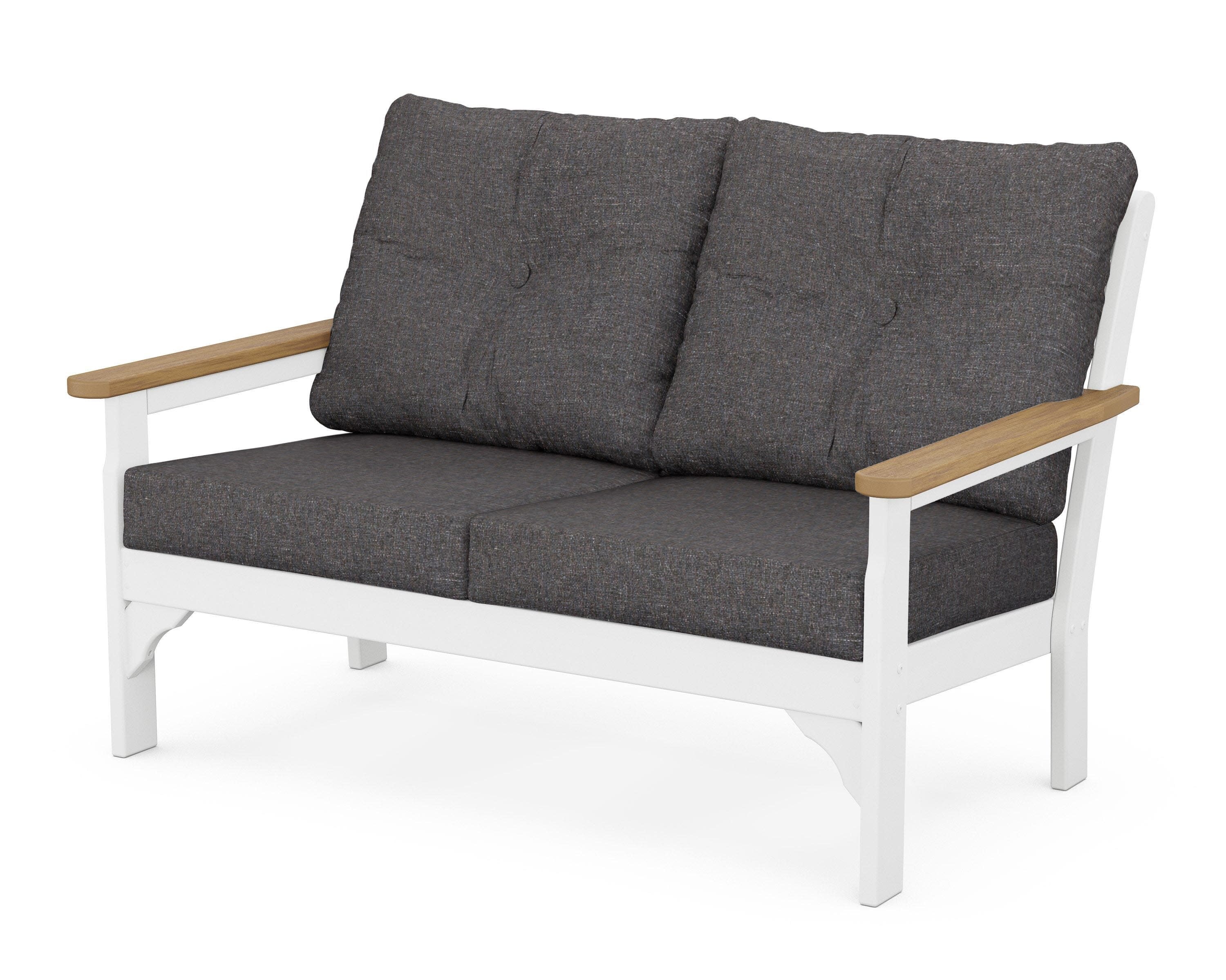 Vineyard Deep Seating Loveseat in White / Natural / Ash Charcoal