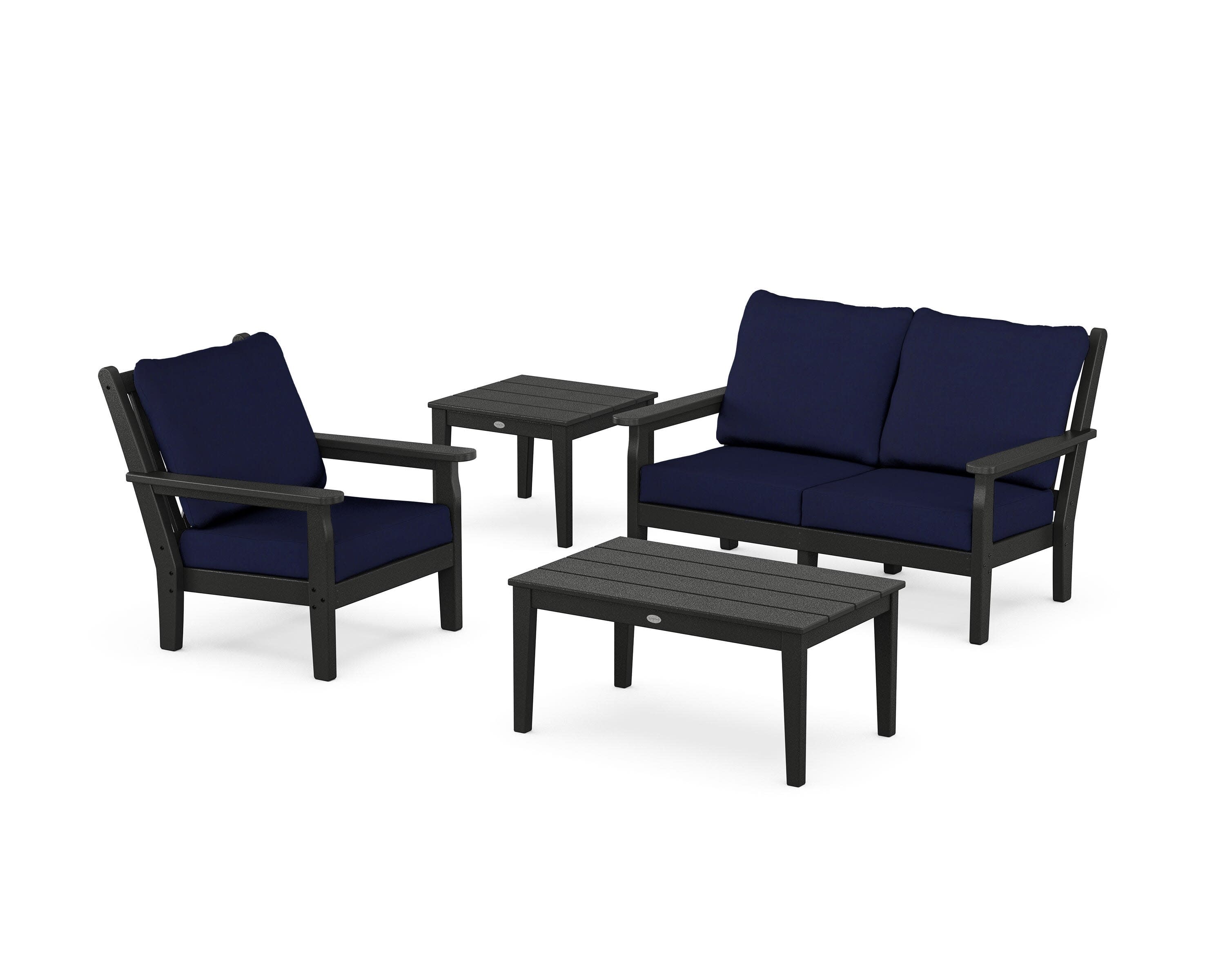 Chippendale 4-Piece Deep Seating Set in Black / Navy