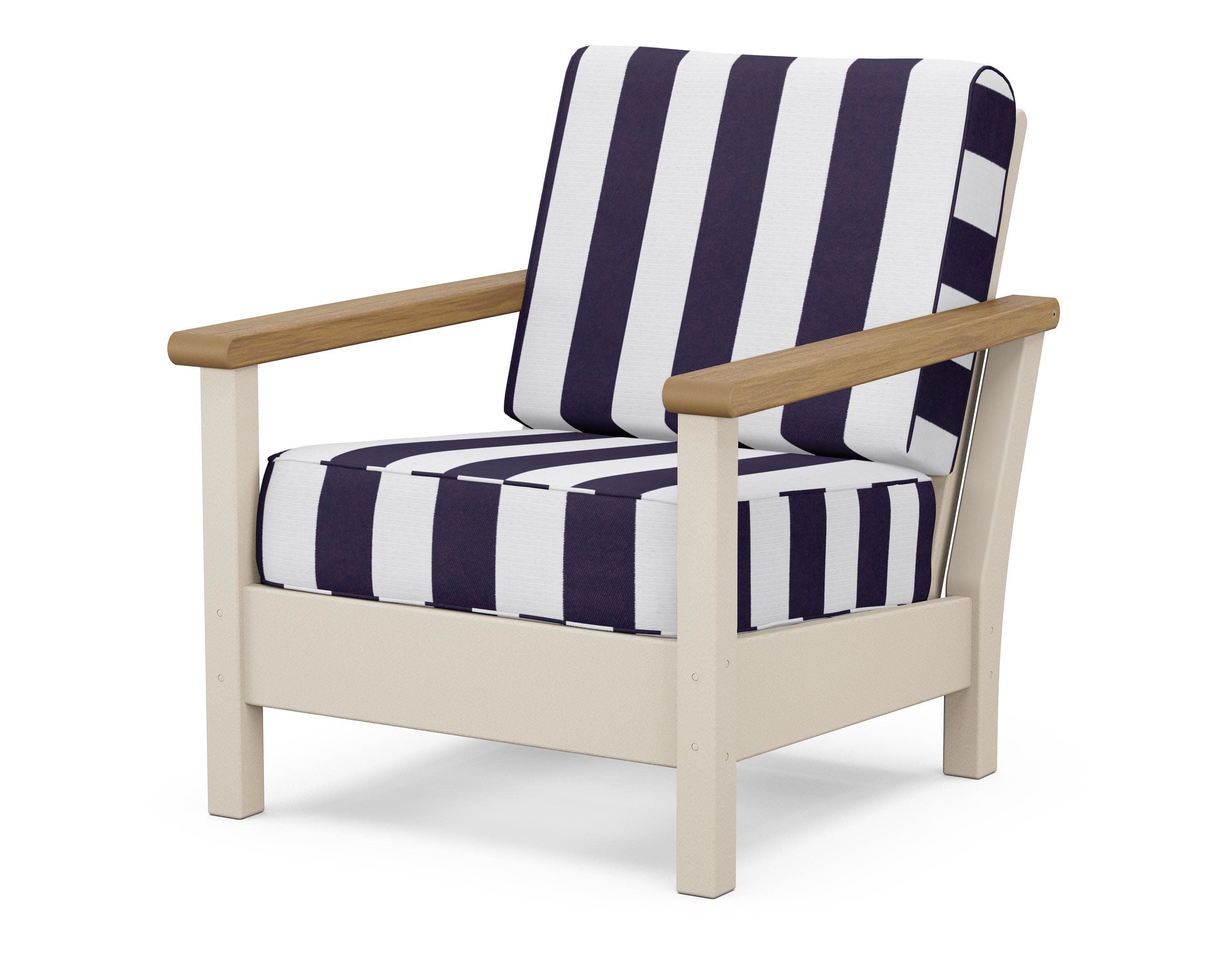 Harbour Deep Seating Chair in Sand / Natural / Cabana Stripe Navy