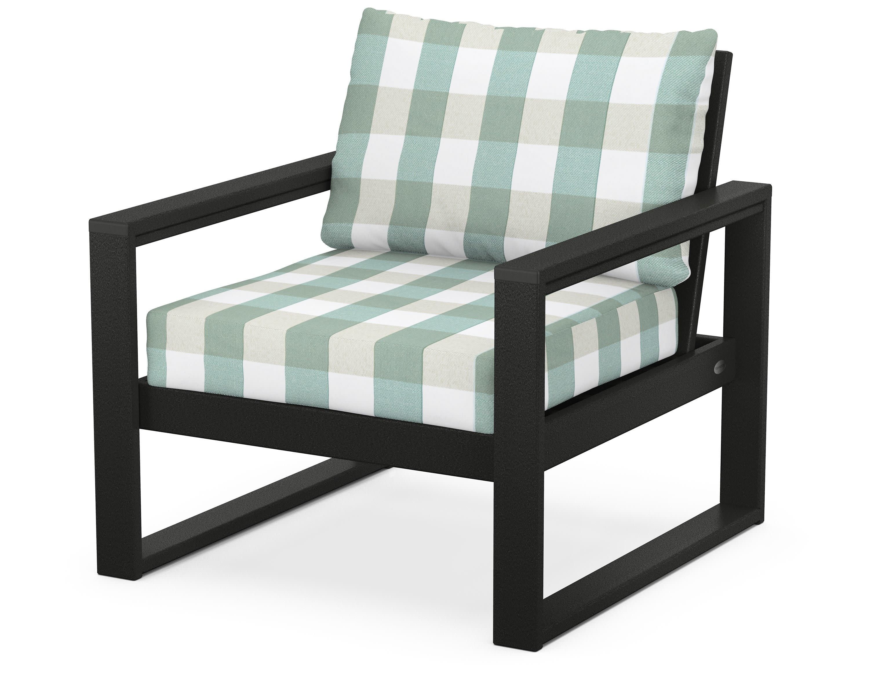 EDGE Club Chair in Black / Buffalo Plaid Glacier Spa