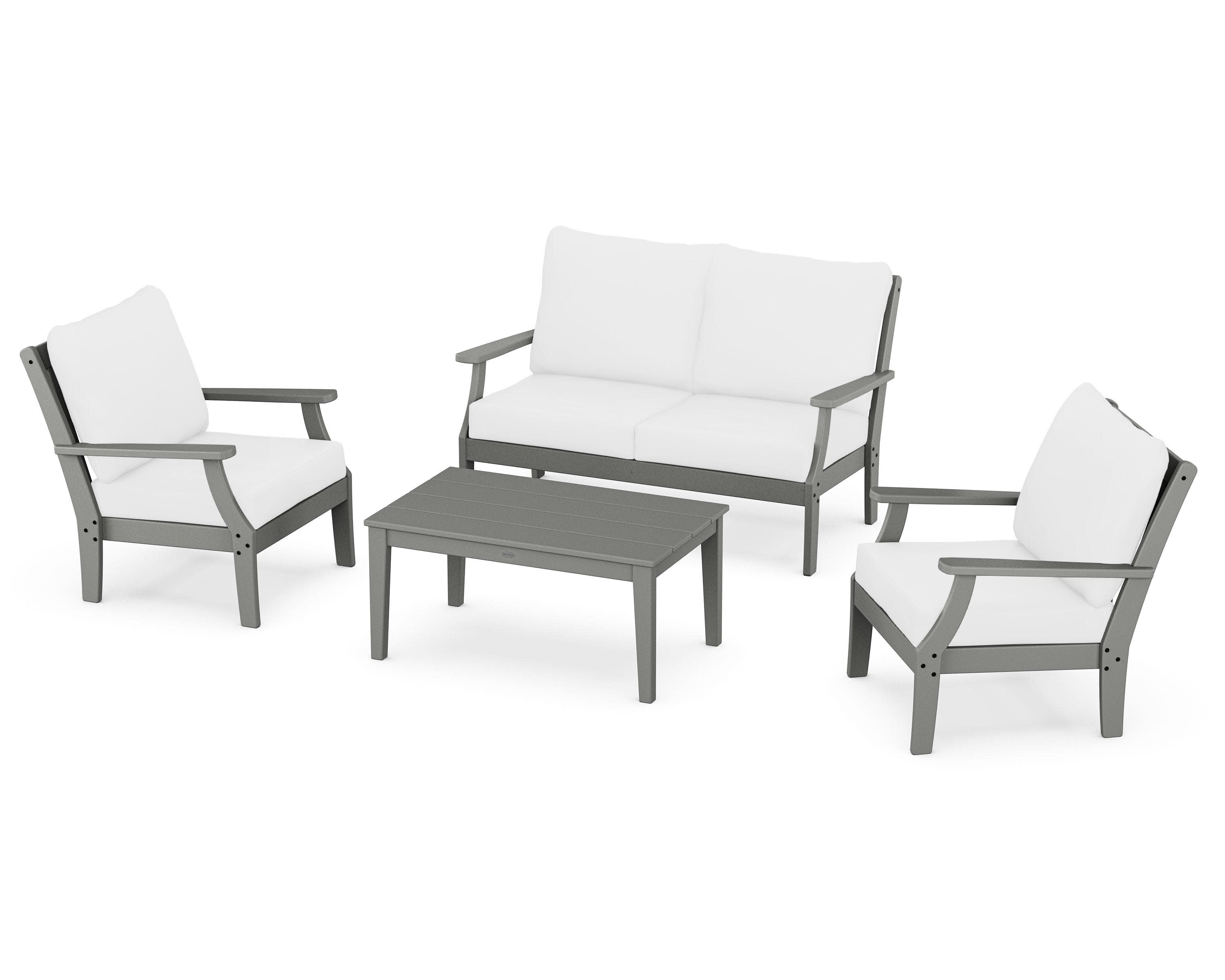 Braxton 4-Piece Deep Seating Chair Set in Slate Grey / Natural